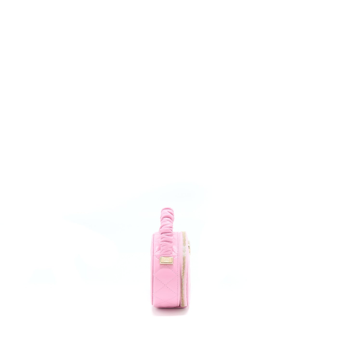 Chanel 22S Top Handle Mini Round Vanity Clutch Lambskin Pink L