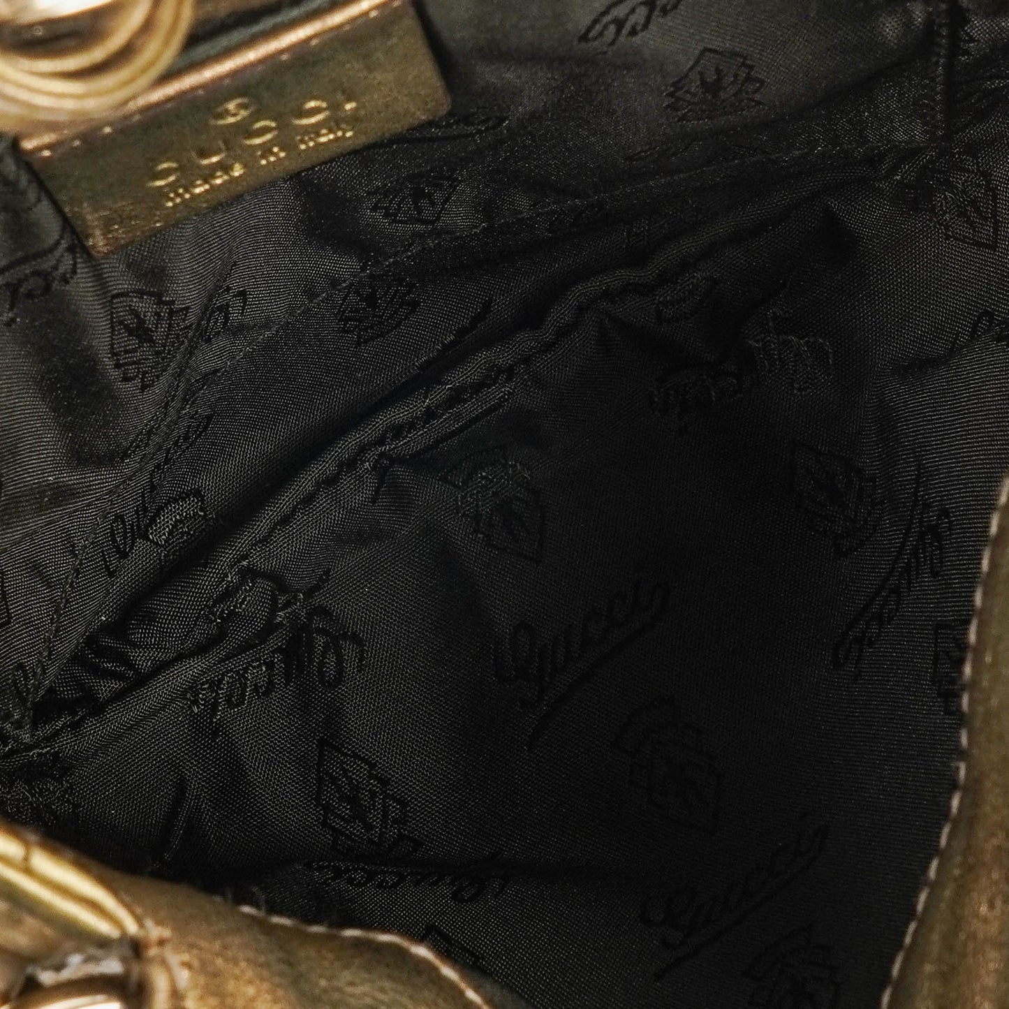 Gucci Mini Babouska Indy Beige/Gold GG Crystal Coated Canvas Top Handle Bag