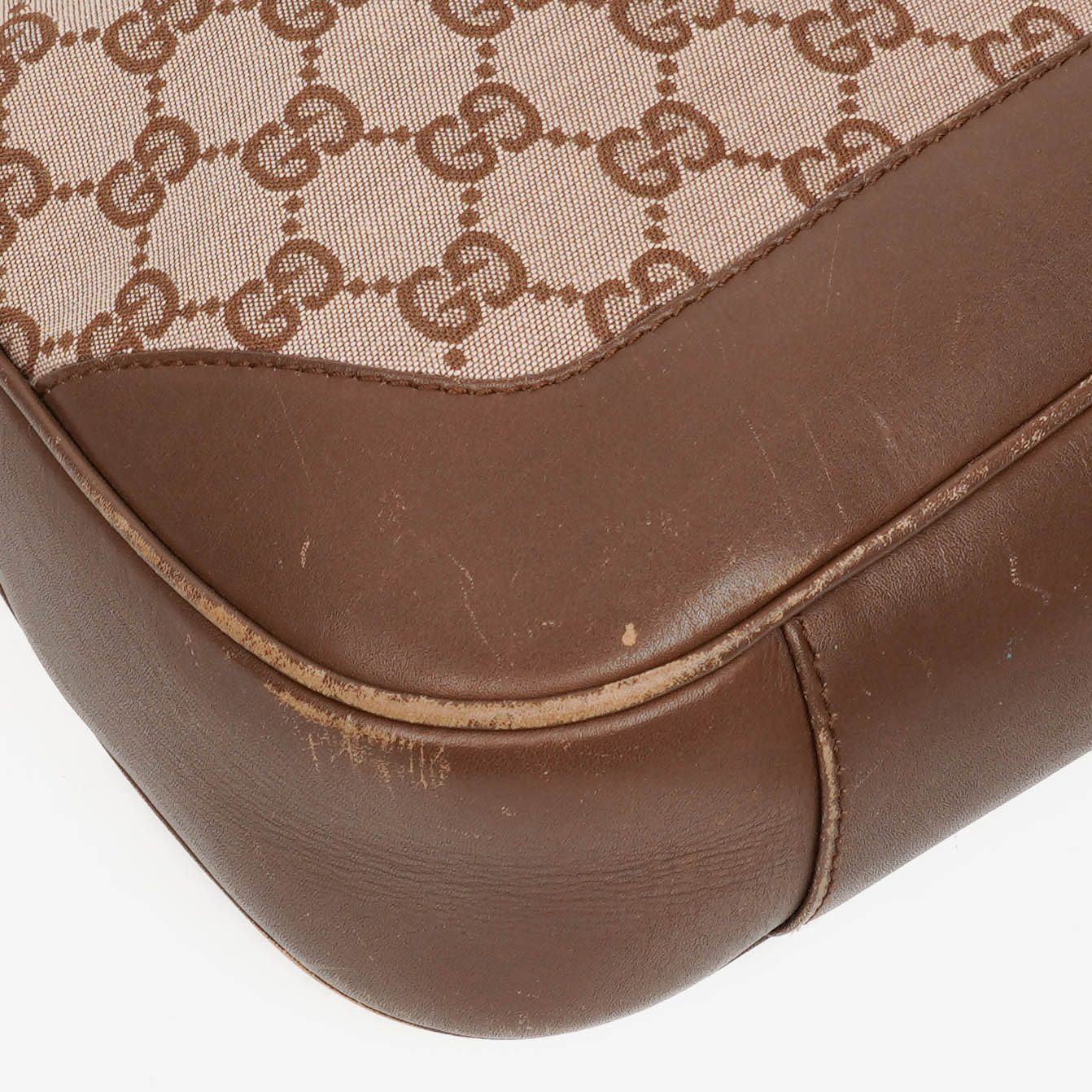Gucci Bamboo Top Handle Brown/Pink Canvas And Leather Hobo Bag