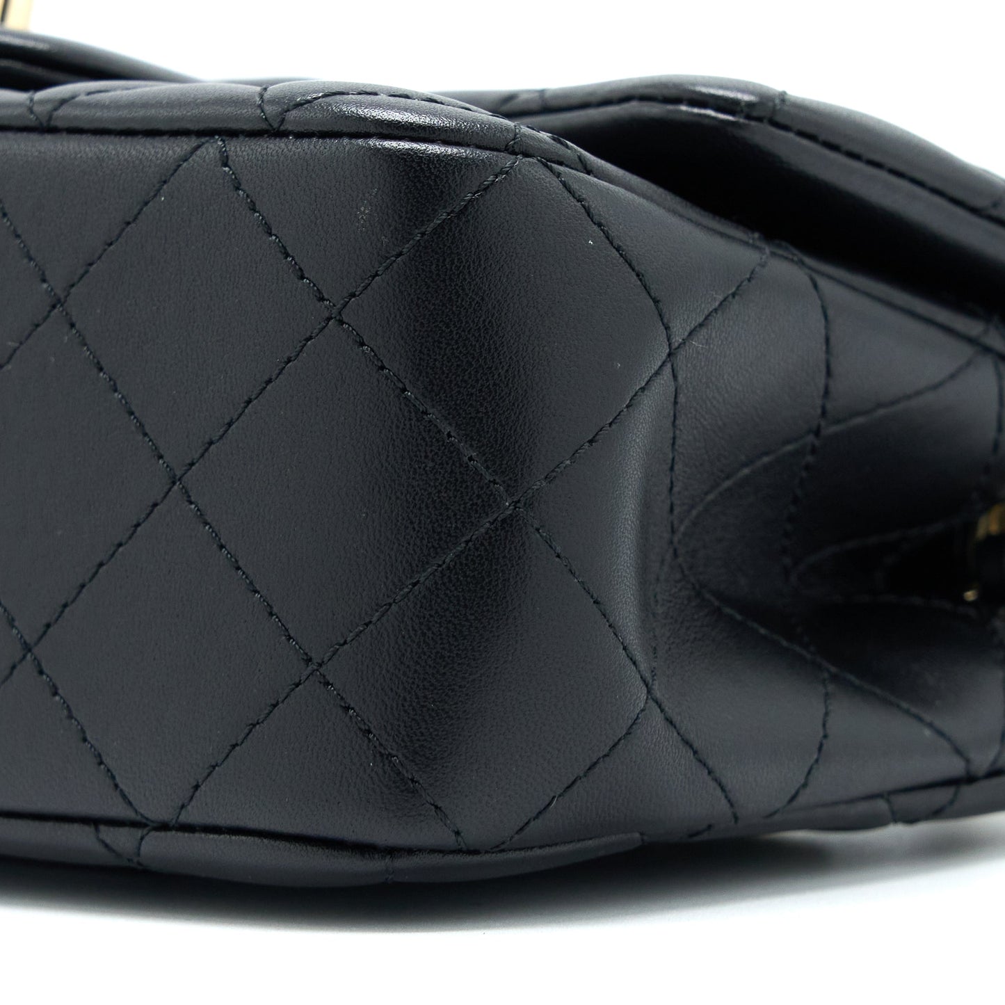 Chanel 23C Pearl Crush Mini Rectangular Flap Bag Lambskin Black L (Microchip)