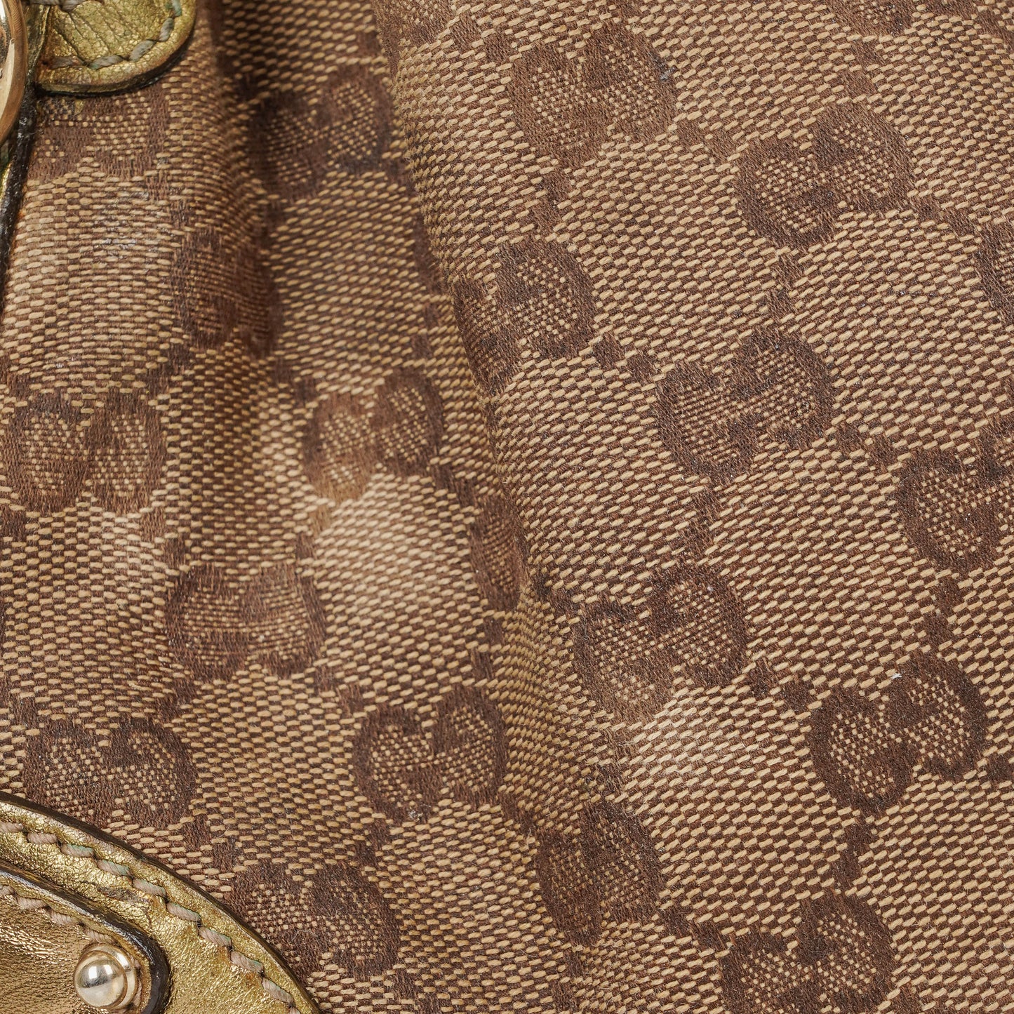 Gucci Mini Babouska Indy Beige/Gold GG Crystal Coated Canvas Top Handle Bag