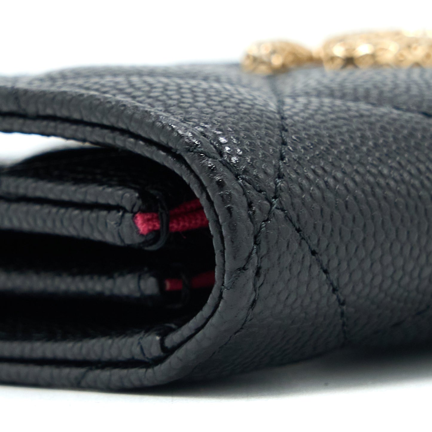 Chanel 23P Detail Logo Flap Card Holder Caviar Black L (Microchip)