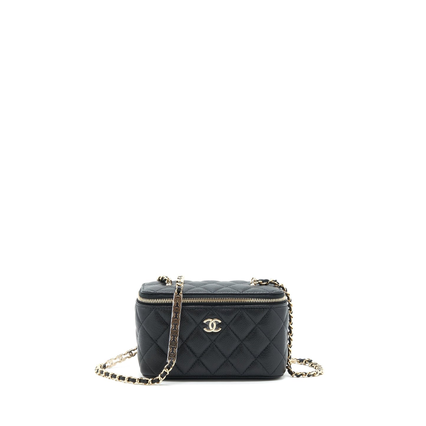 Chanel 22P Long Vanity With Logo On Chain Caviar Black L