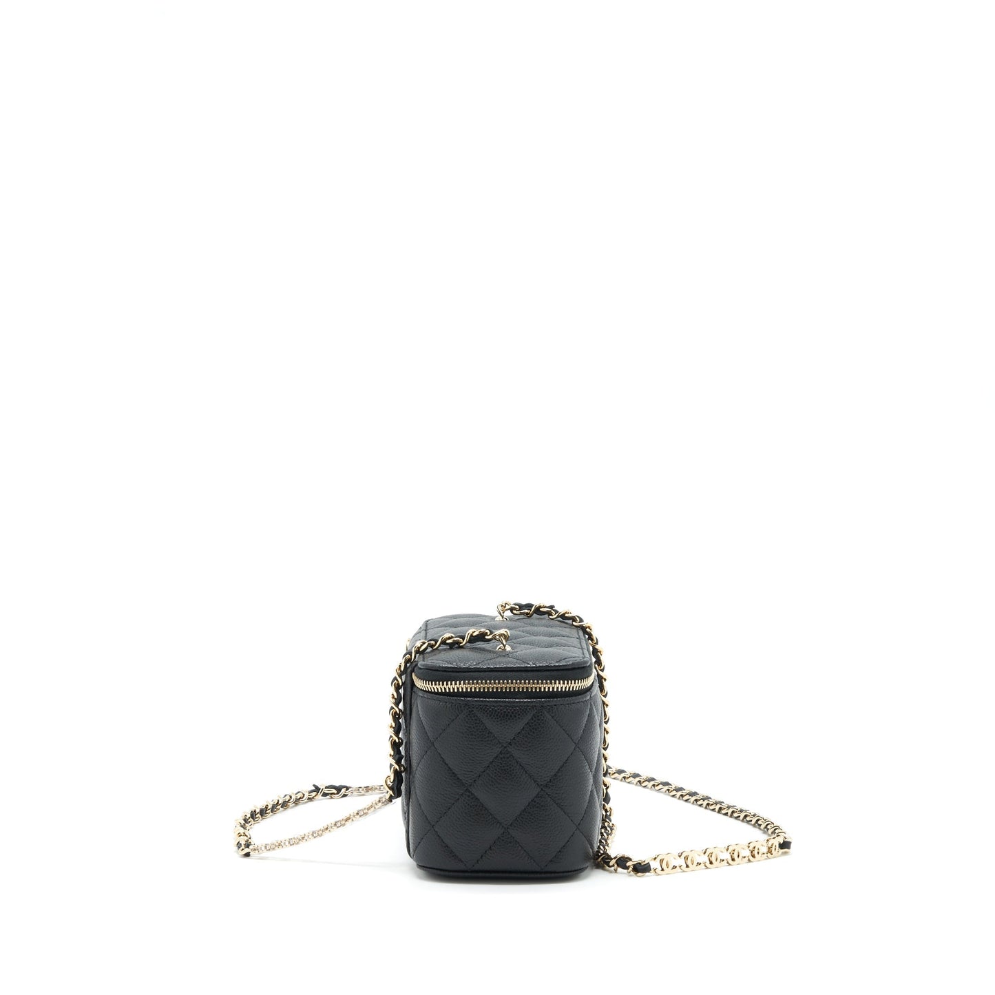 Chanel 22P Long Vanity With Logo On Chain Caviar Black L