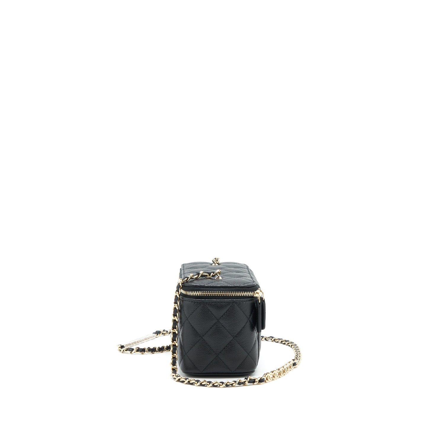 Chanel 22P Long Vanity With Logo On Chain Caviar Black L