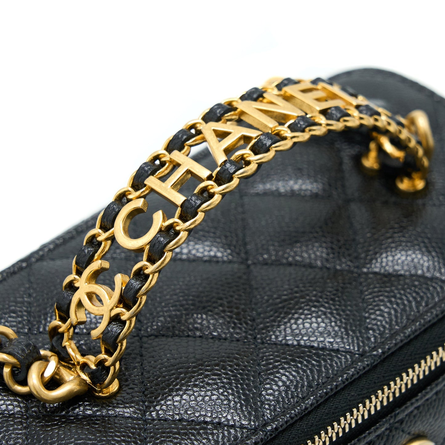 Chanel Letter Top Handle Long Vanity Caviar Black