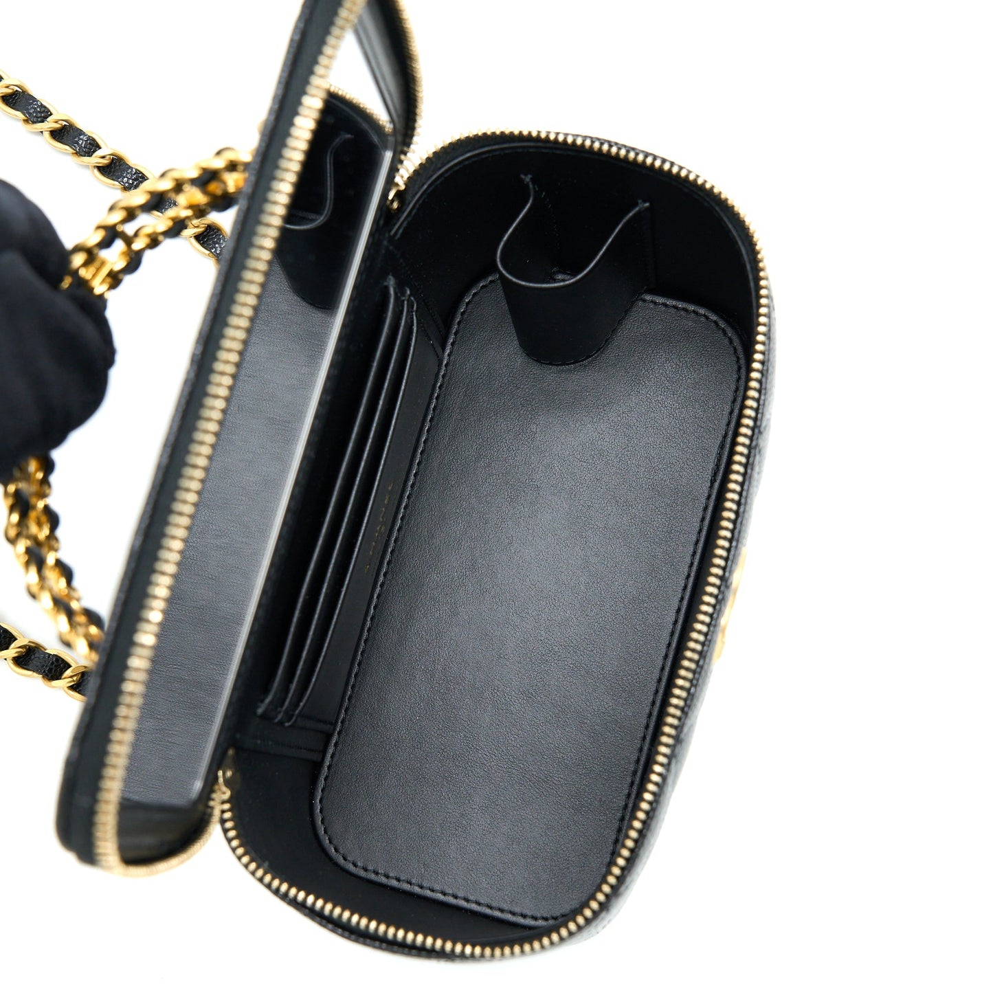 Chanel Letter Top Handle Long Vanity Caviar Black