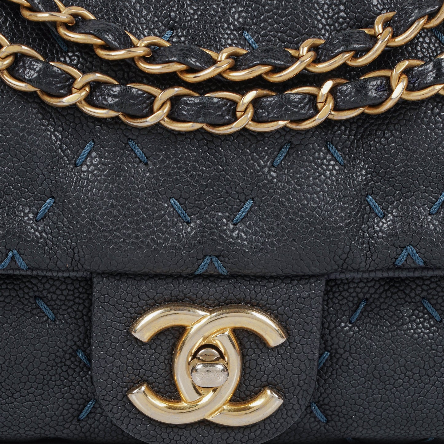 Chanel Wild Stitch Navy Caviar Single Flap