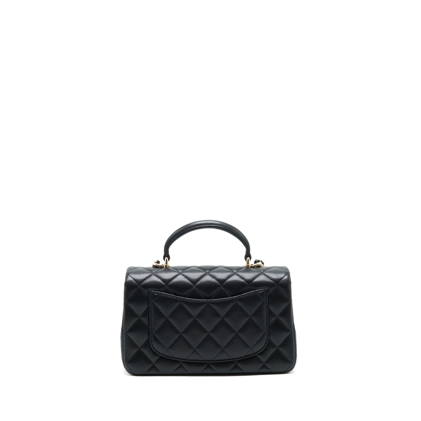Chanel 22P Top Handle Mini Rectangular Flap Bag Lambskin Black L