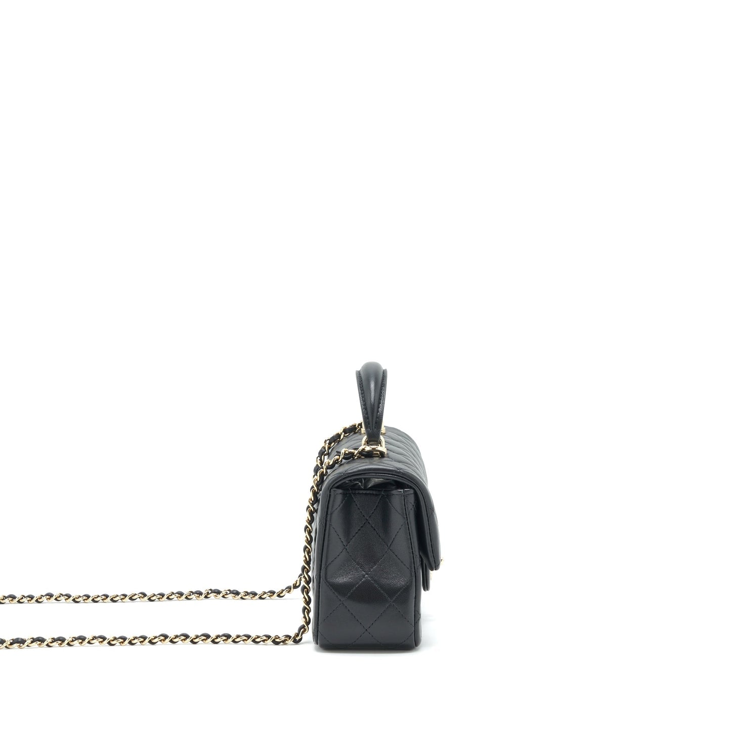 Chanel 22P Top Handle Mini Rectangular Flap Bag Lambskin Black L