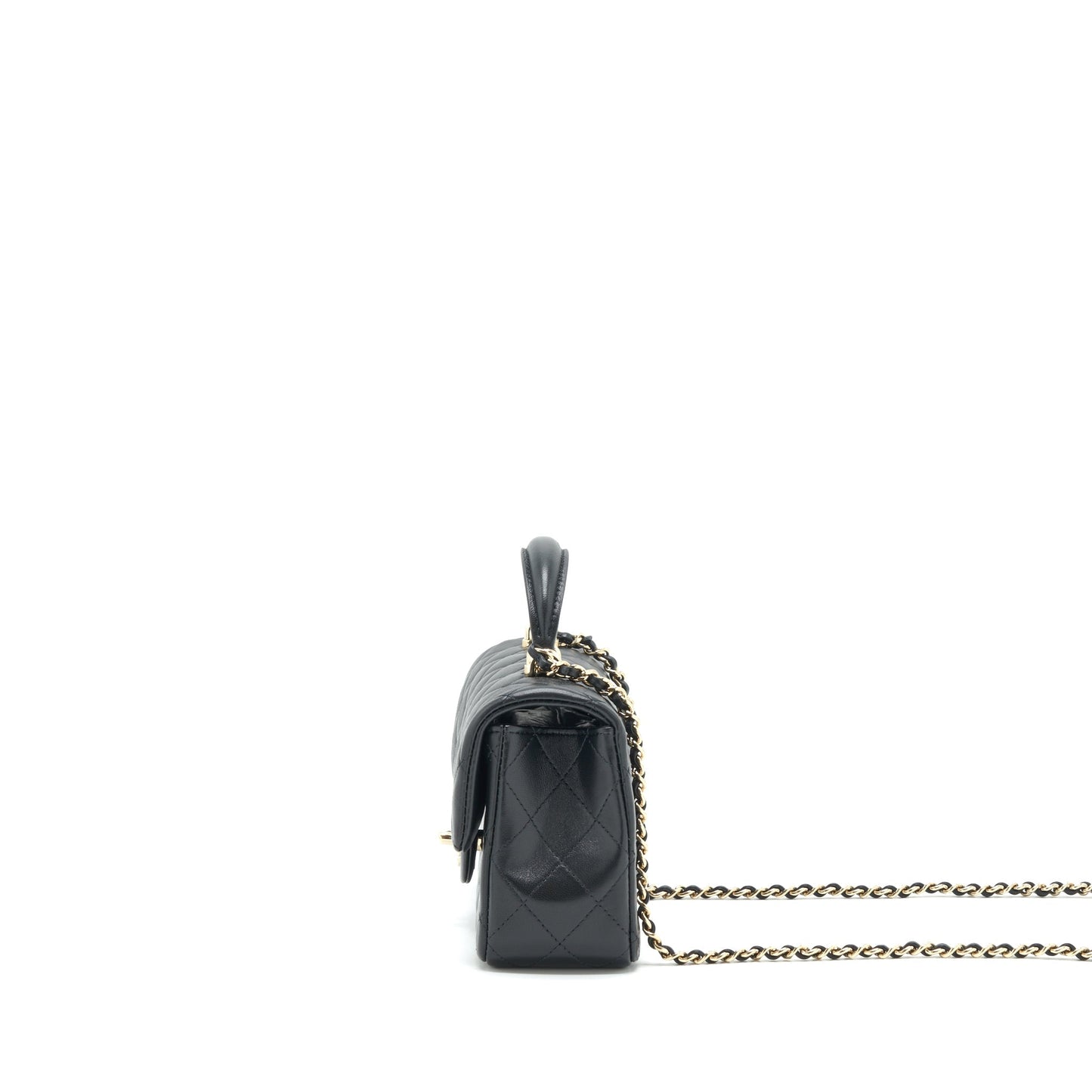 Chanel 22P Top Handle Mini Rectangular Flap Bag Lambskin Black L