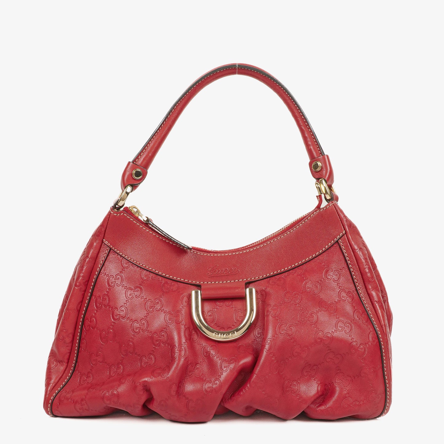 Gucci D Gold Ring Leather Hobo Bag