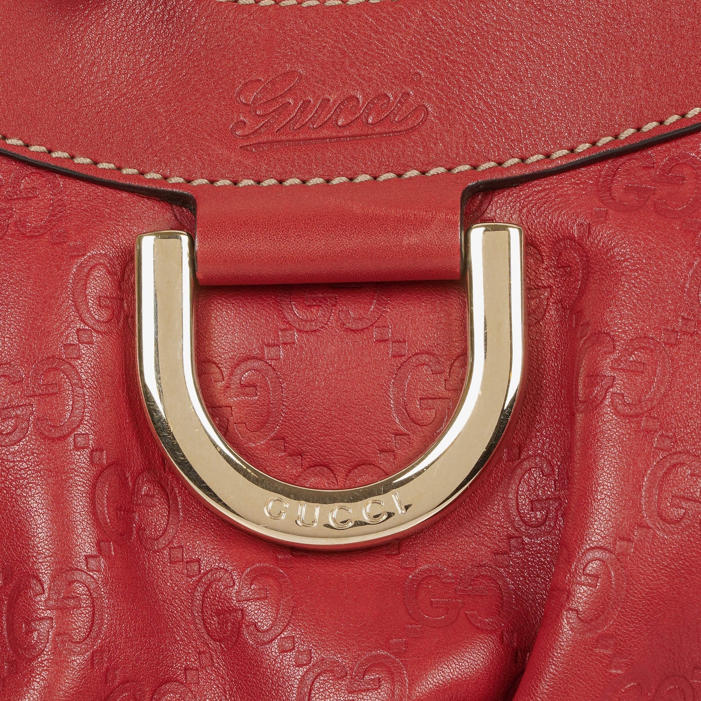 Gucci D Gold Ring Leather Hobo Bag