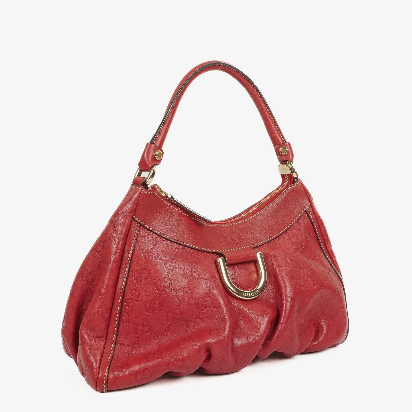 Gucci D Gold Ring Leather Hobo Bag