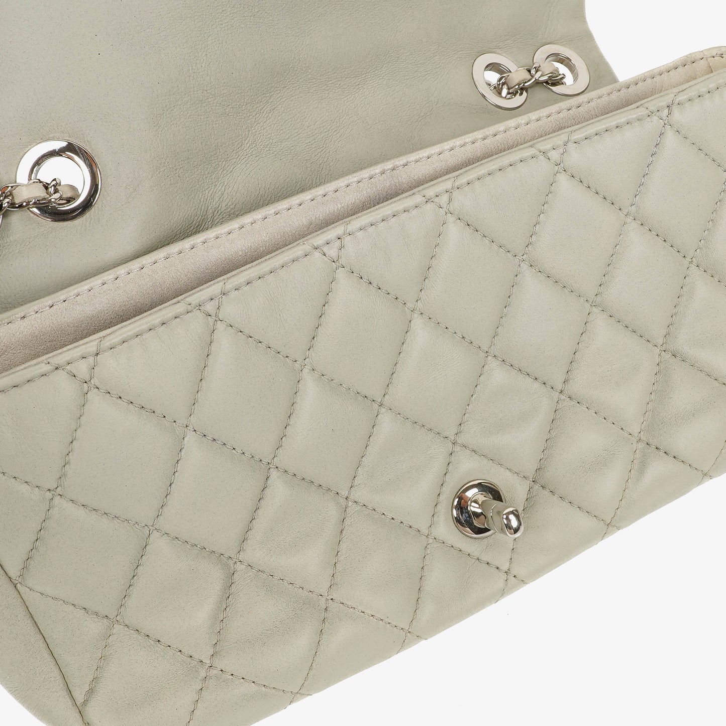 Chanel East West Quilted Leather Flap Bag With Silver-Tone Hardware