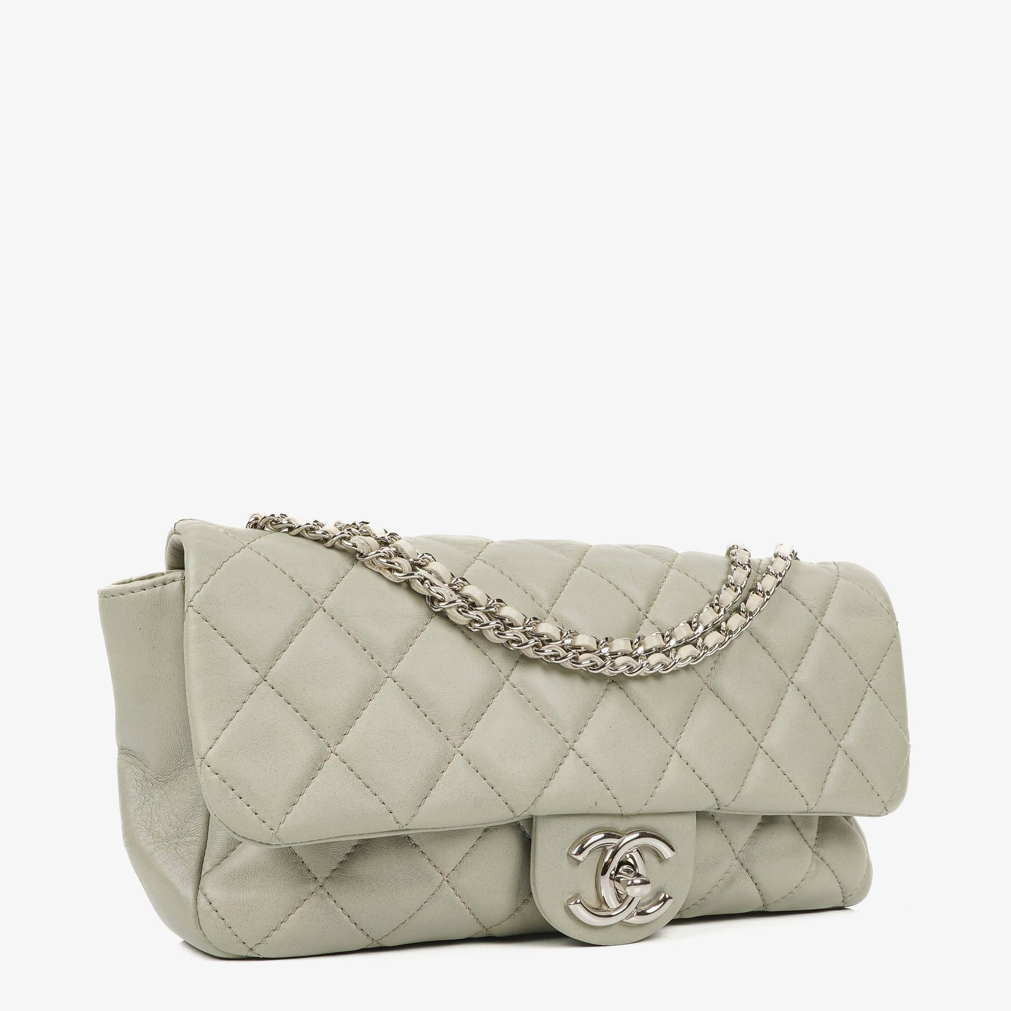 Chanel East West Quilted Leather Flap Bag With Silver-Tone Hardware