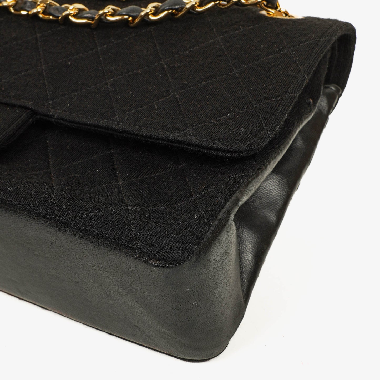 Chanel Medium Classic Double Flap Bag Black Quilted Jersey With 24K Gold-Plated Hardware