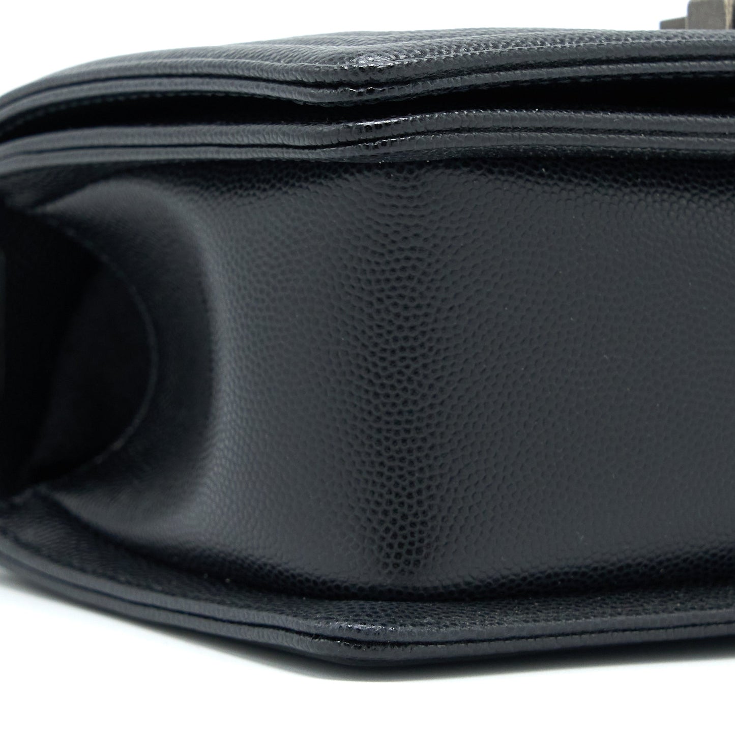 Chanel Small Boy Bag Caviar Black Ruthenium  (Microchip)
