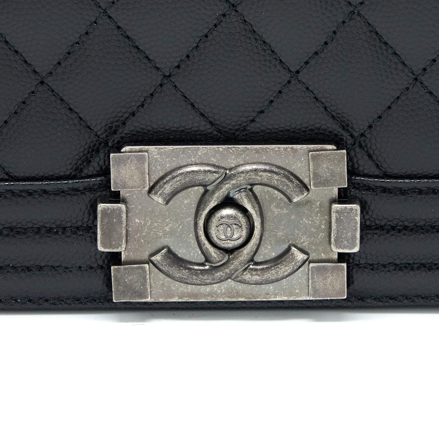 Chanel Small Boy Bag Caviar Black Ruthenium  (Microchip)