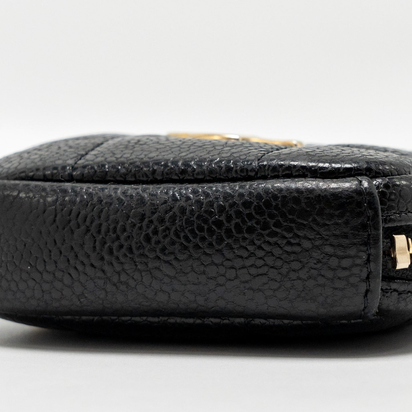 Chanel Quilted Diamond Zipper Coin Purse Caviar Black