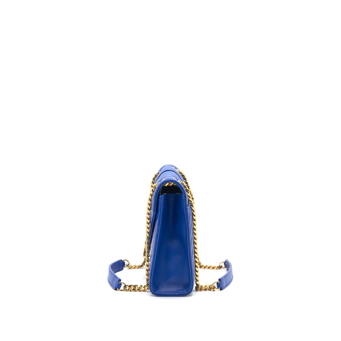 Saint Laurent / Chevron Monogram Flap Purse Blue