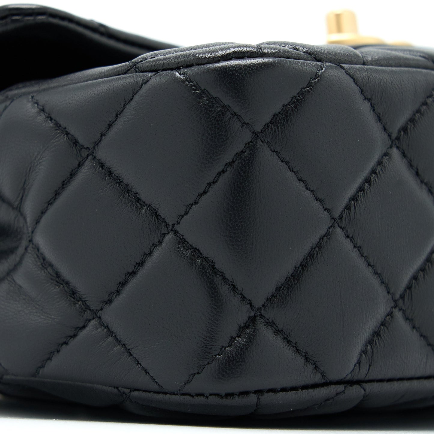 Chanel 22K Coco Chain Quilted Flap Bag Lambskin Black Brushed  (Microchip)