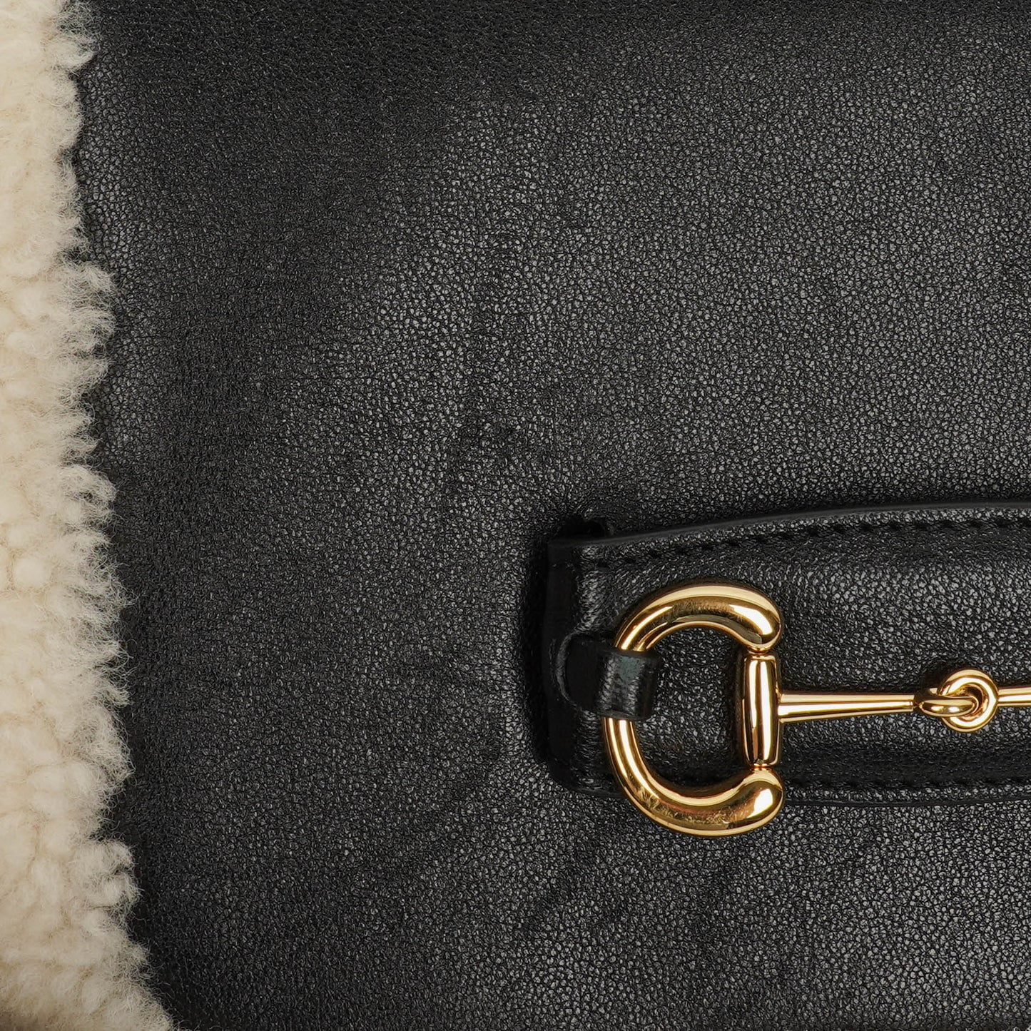 Gucci Black And White Leather/Shearling Horsebit 1955 Shoulder Bag