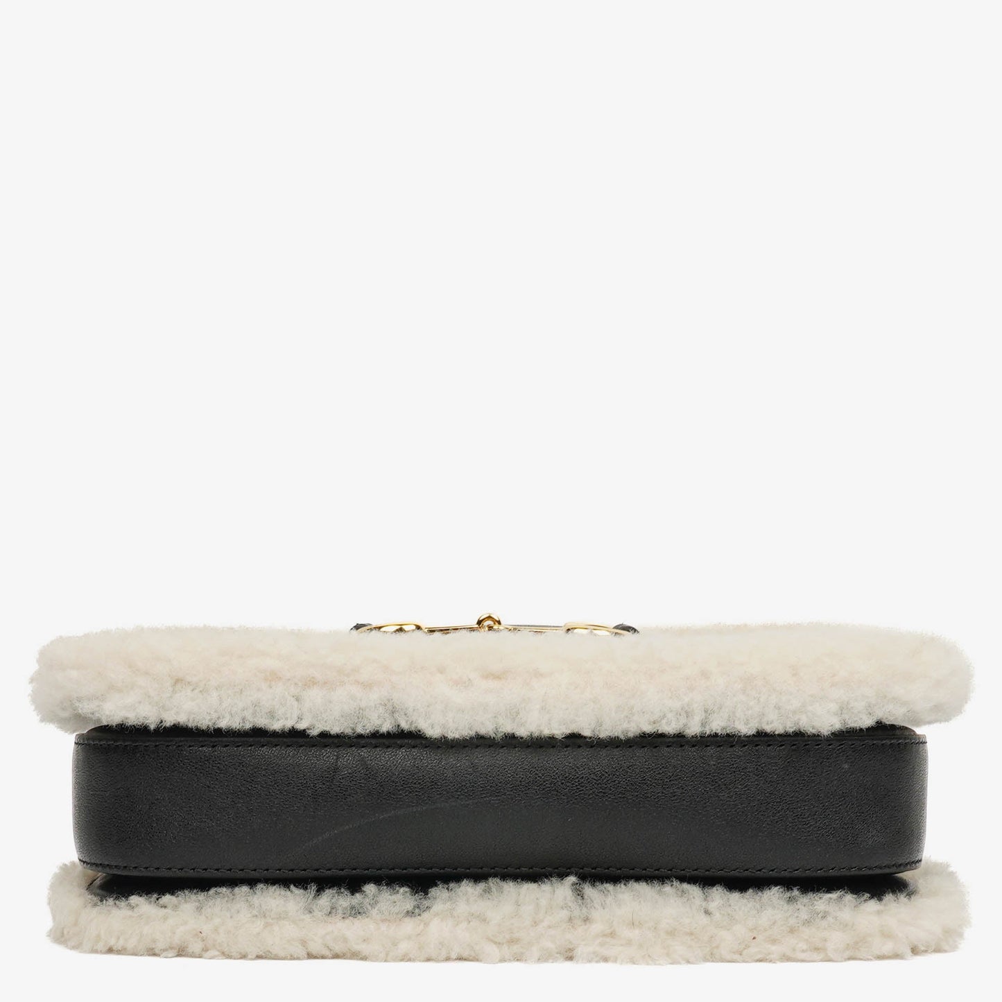 Gucci Black And White Leather/Shearling Horsebit 1955 Shoulder Bag