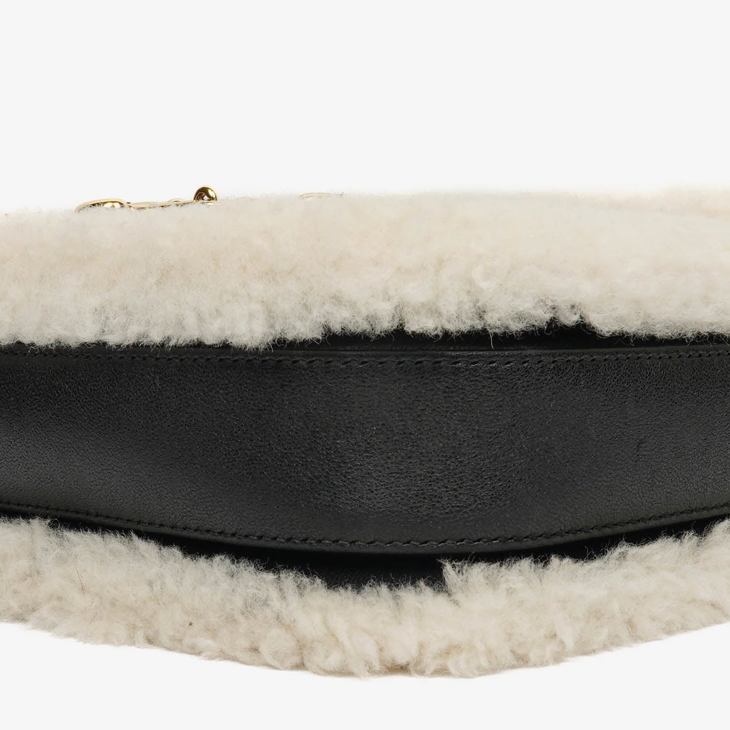 Gucci Black And White Leather/Shearling Horsebit 1955 Shoulder Bag