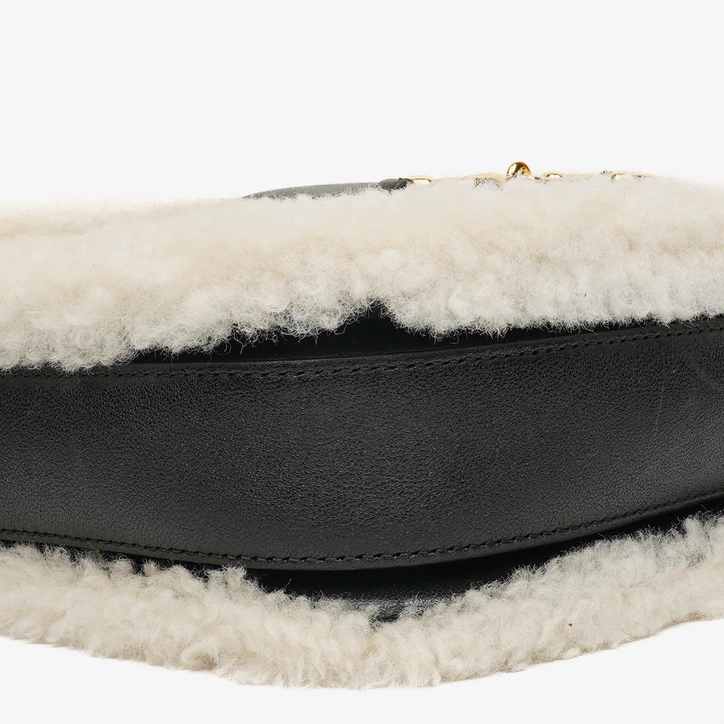 Gucci Black And White Leather/Shearling Horsebit 1955 Shoulder Bag