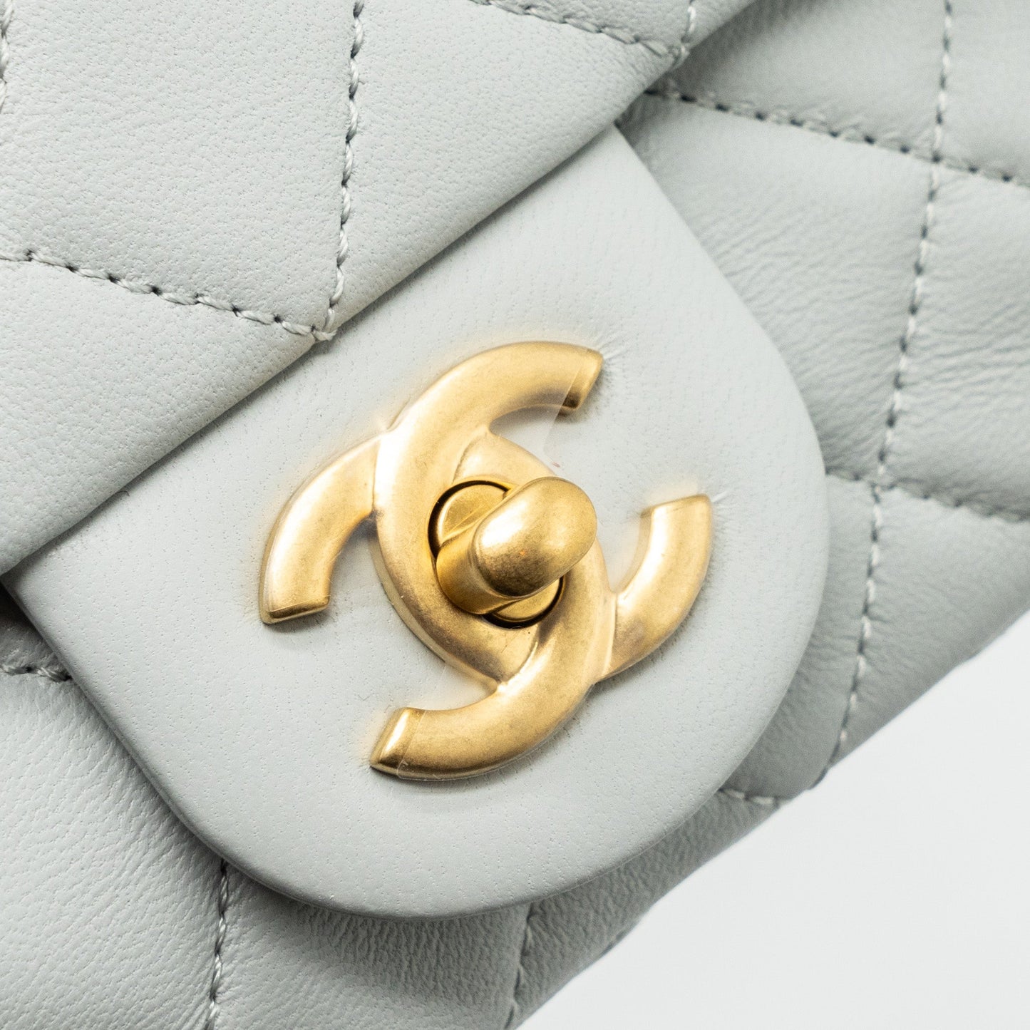 Chanel 23C pearl crush mini square flap bag lambskin grey  (microchip)