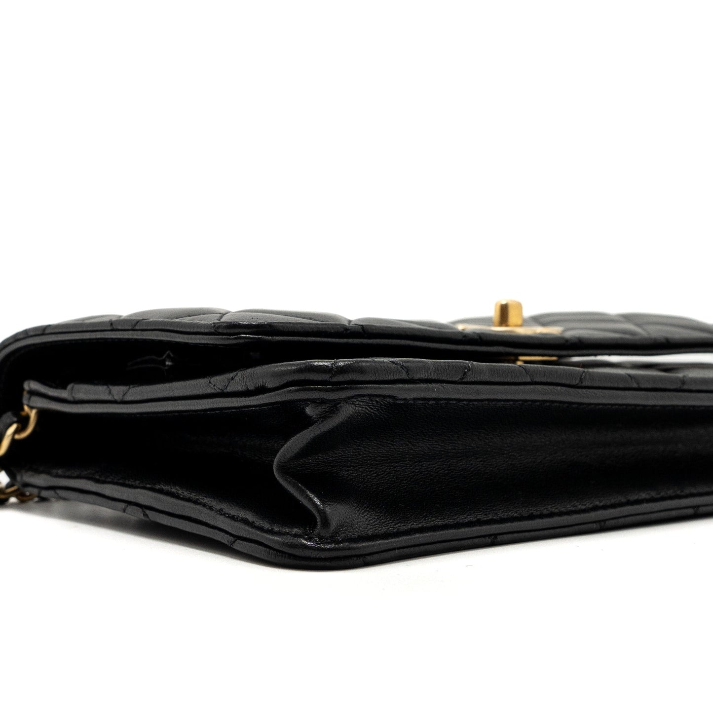 Chanel 22S Pearl Crush Wallet on Chain Lambskin Black Brushed  (Microchip)