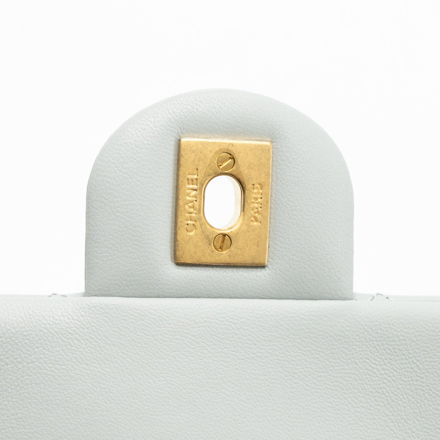Chanel 23C pearl crush mini square flap bag lambskin grey  (microchip)