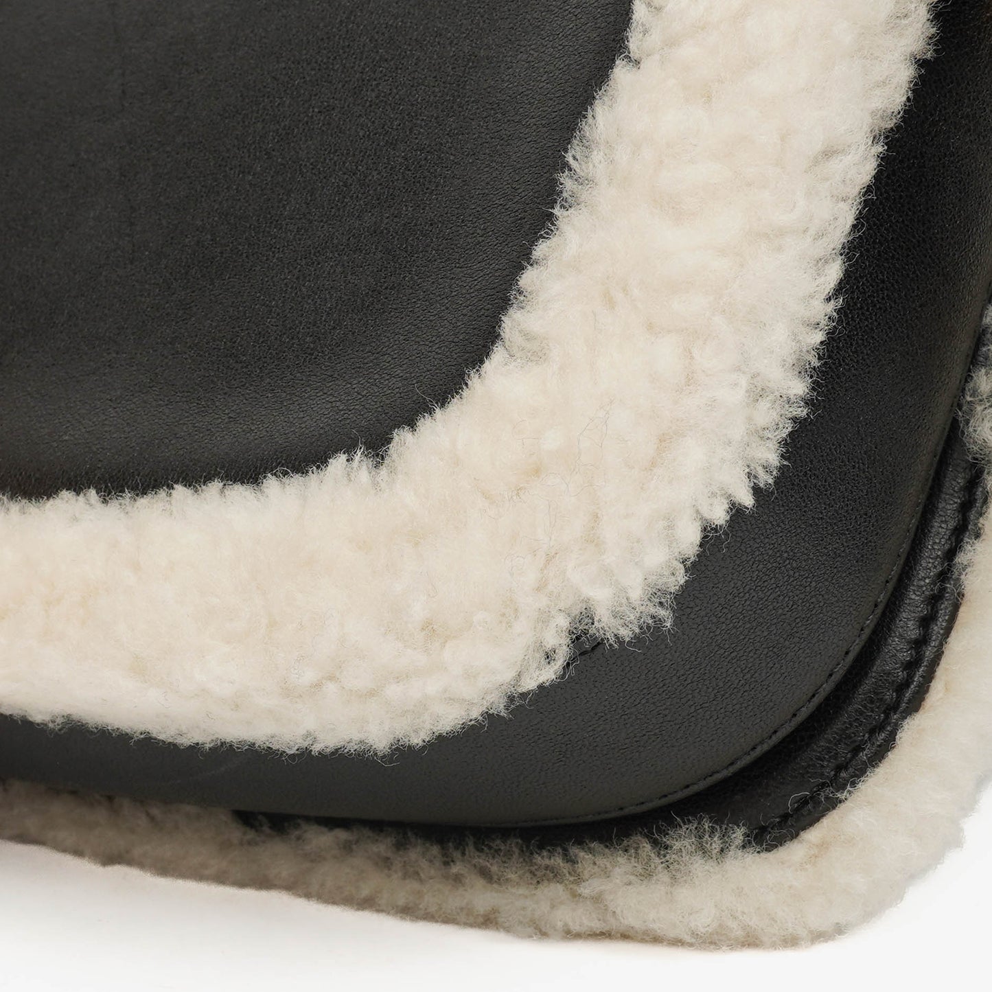 Gucci Black And White Leather/Shearling Horsebit 1955 Shoulder Bag