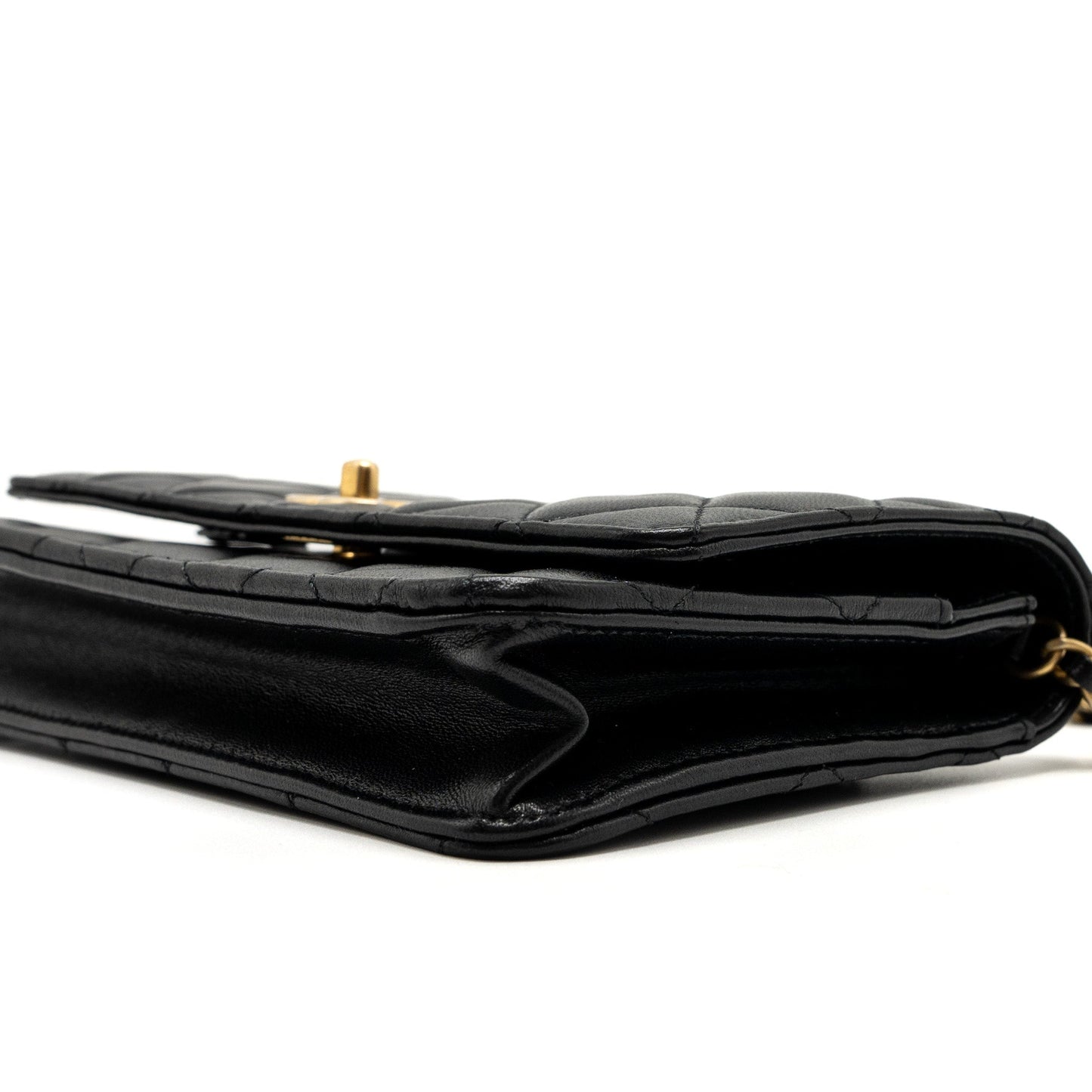 Chanel 22S Pearl Crush Wallet on Chain Lambskin Black Brushed  (Microchip)