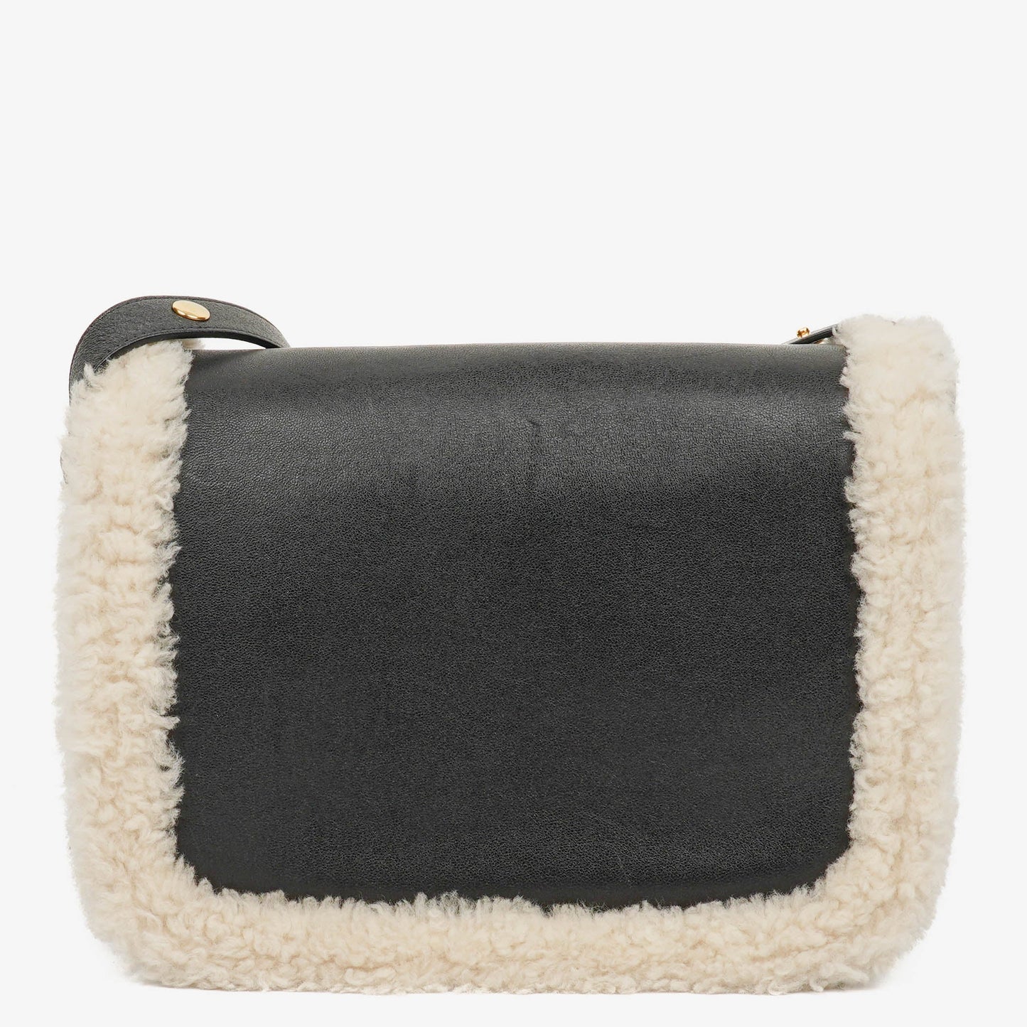 Gucci Black And White Leather/Shearling Horsebit 1955 Shoulder Bag