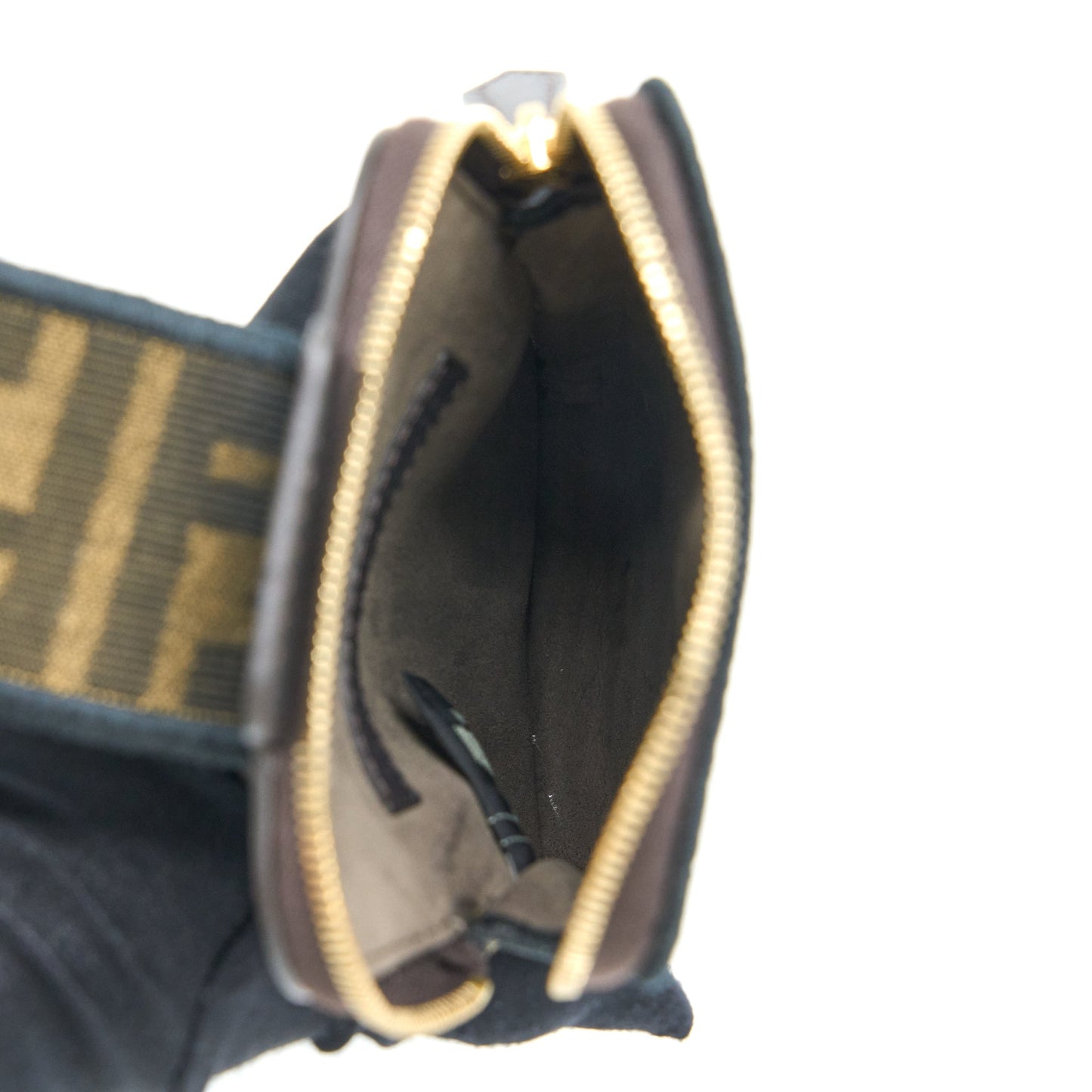 Fendi Purse Strap with Phone Pouch Jacquard Canvas Brown