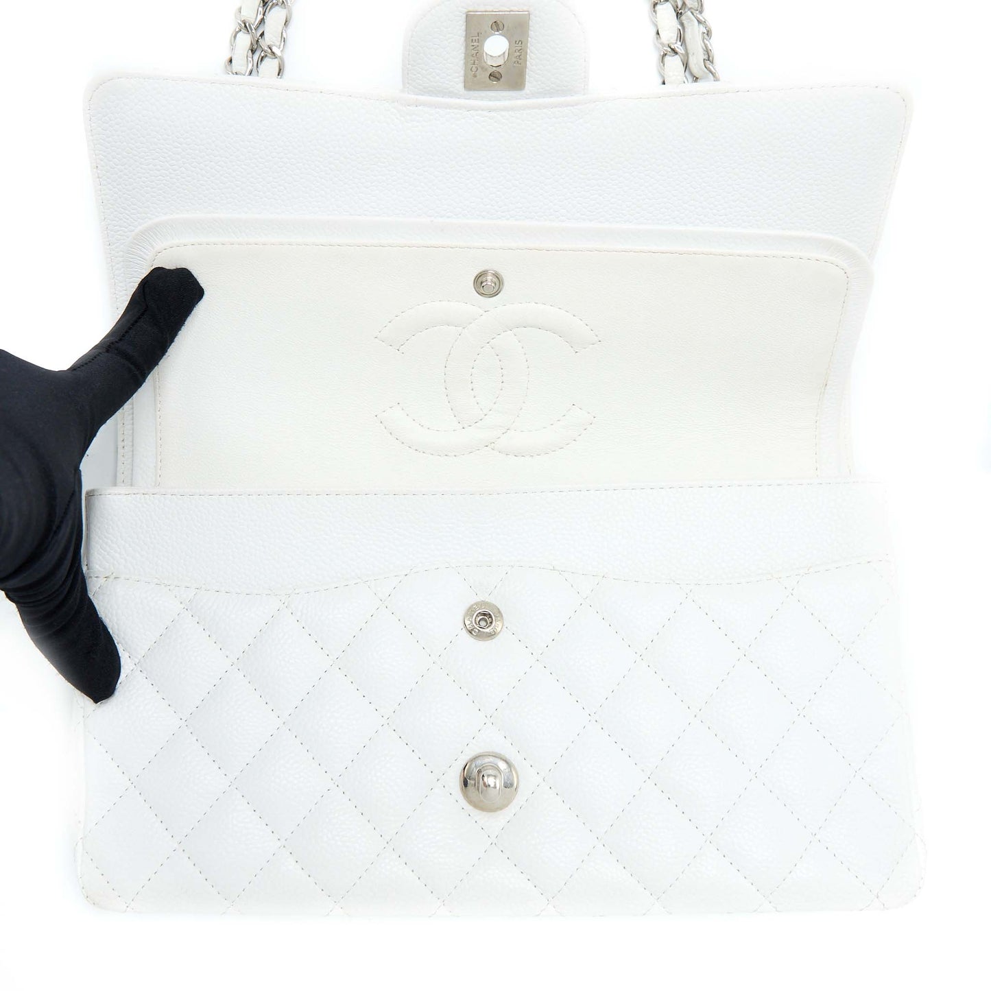 Chanel Medium Classic Flap Caviar White