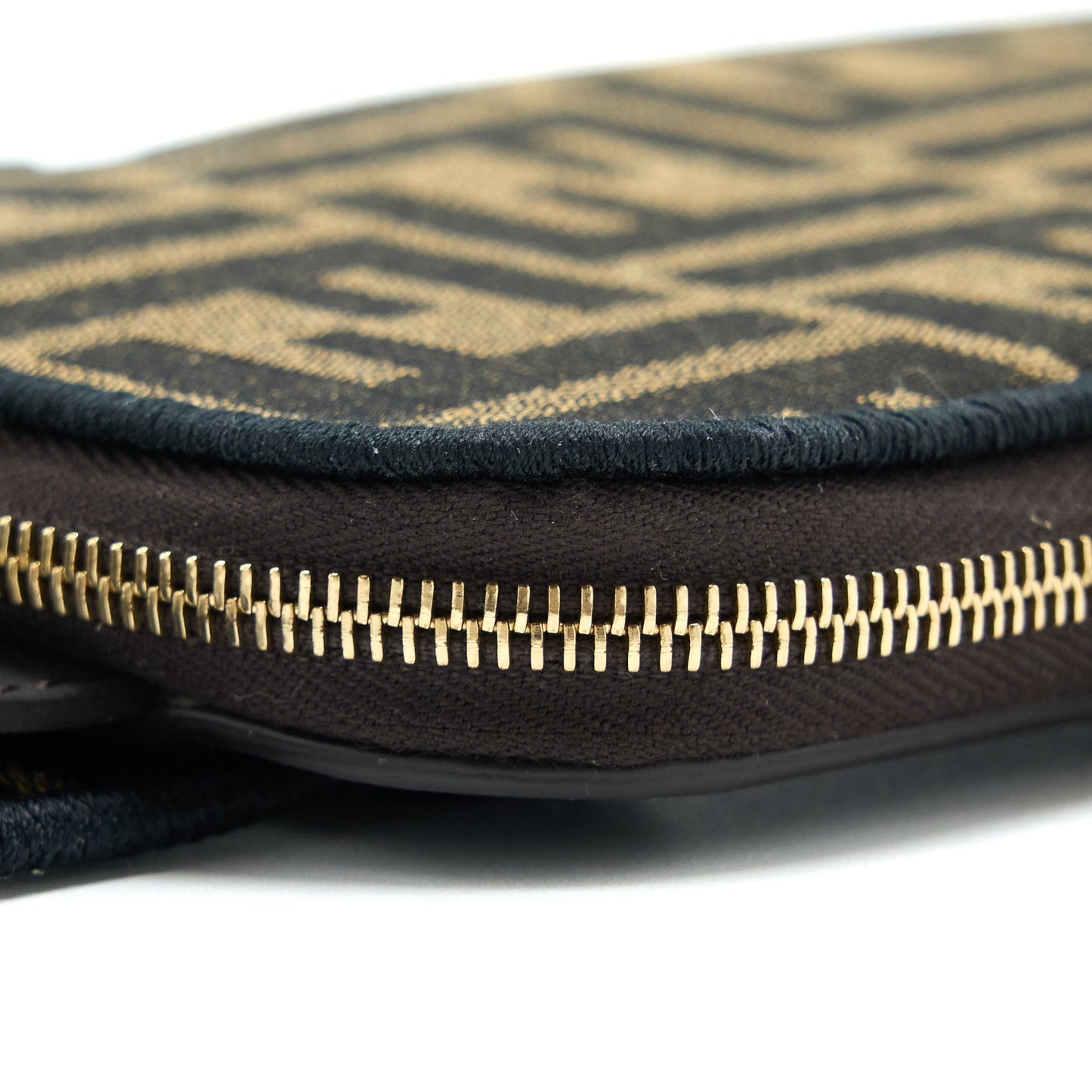 Fendi Purse Strap with Phone Pouch Jacquard Canvas Brown