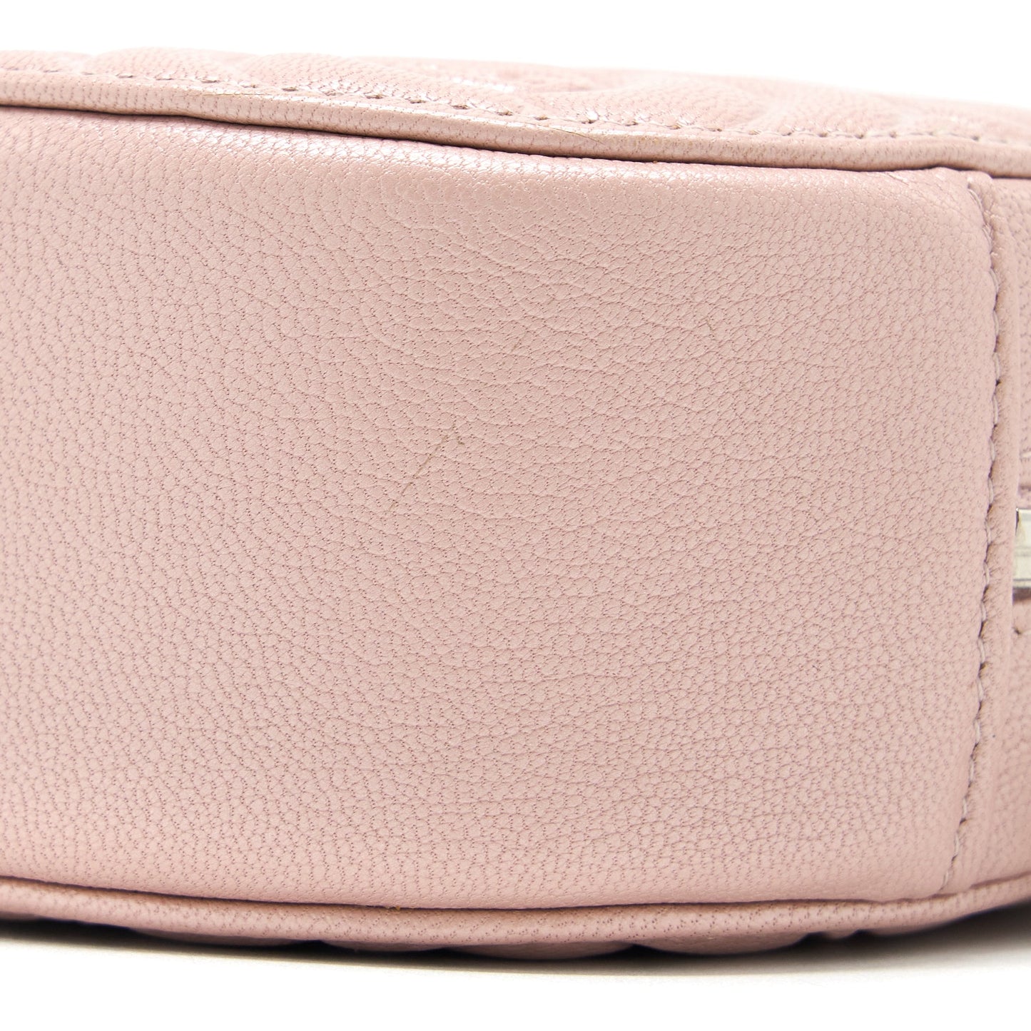 Chanel Round Clutch With Chain Camellia Calfskin Nude Pink