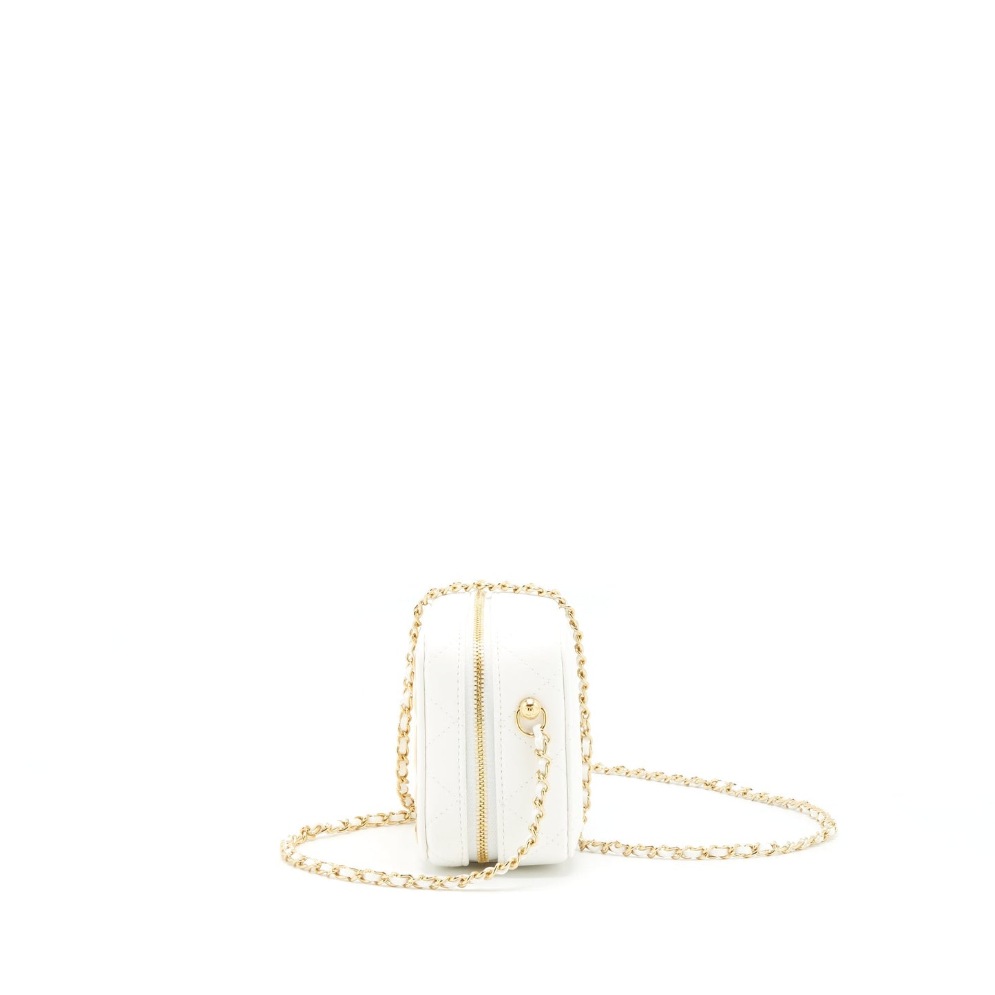 Chanel 21K Small Metal plate Vanity with chain Lambskin White