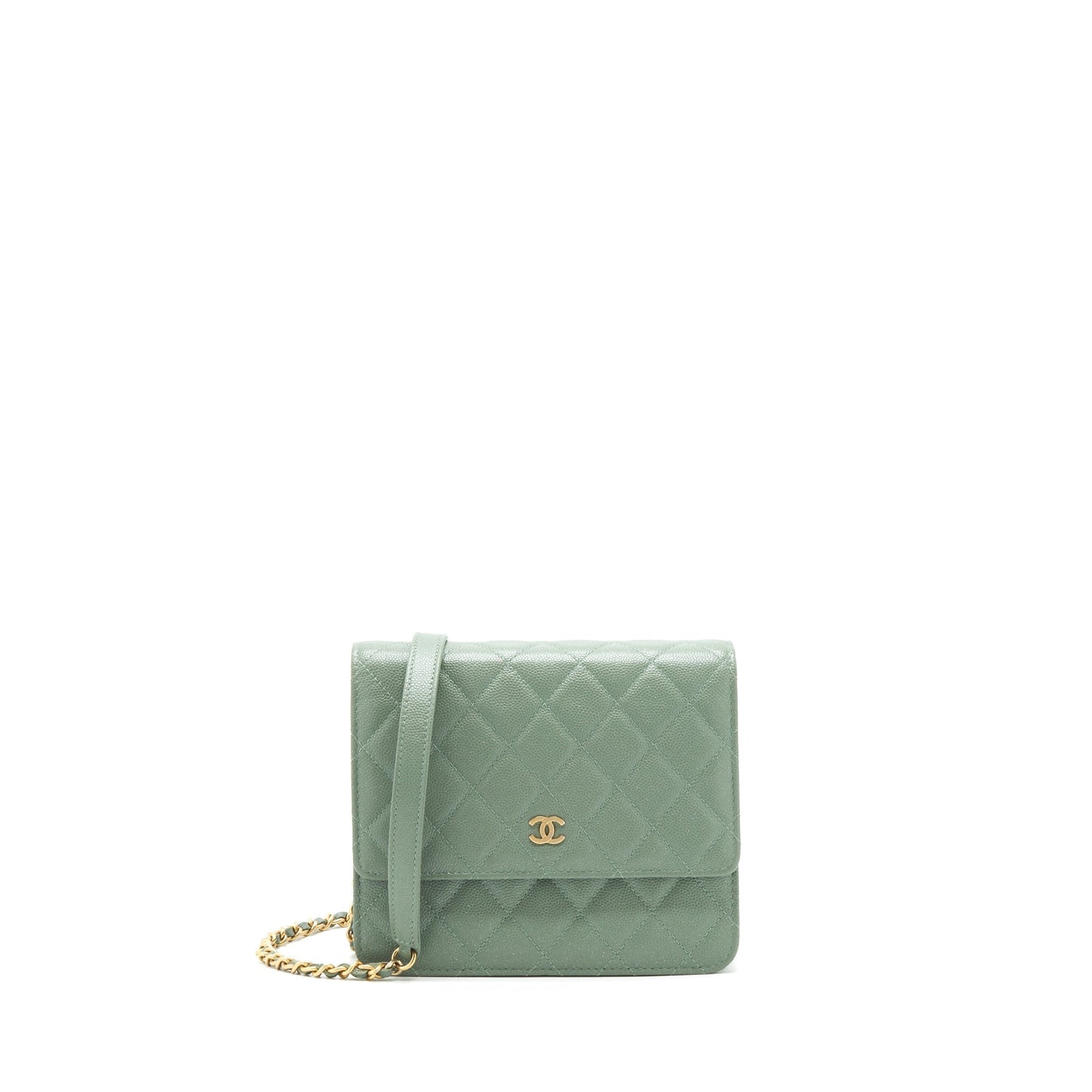 Chanel Wallet On Chain Square Caviar Green
