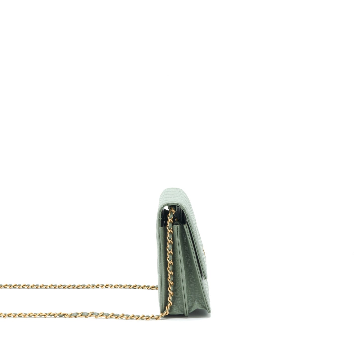 Chanel Wallet On Chain Square Caviar Green