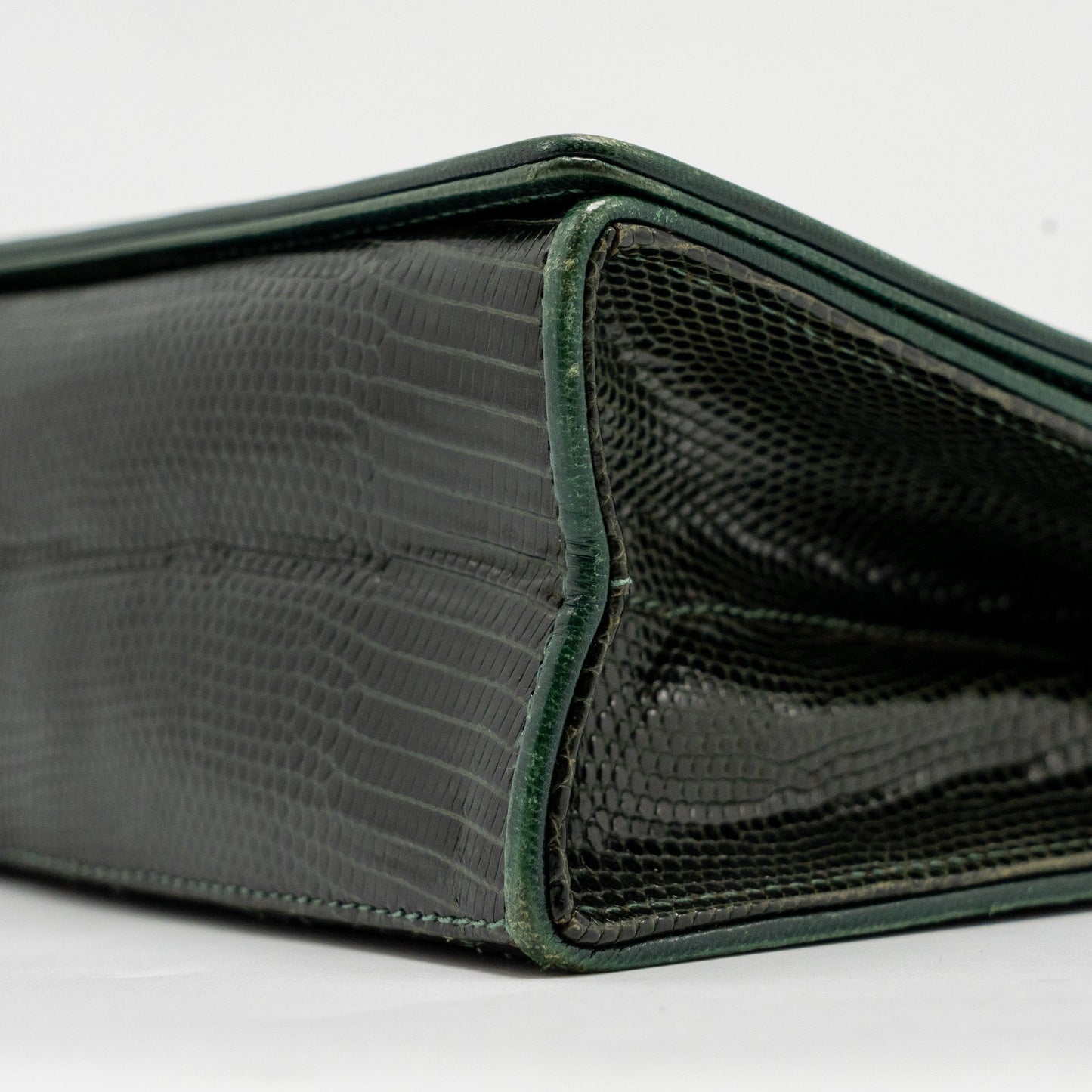 Chanel  Envelop Flap Bag With Chain Lizard Dark Green