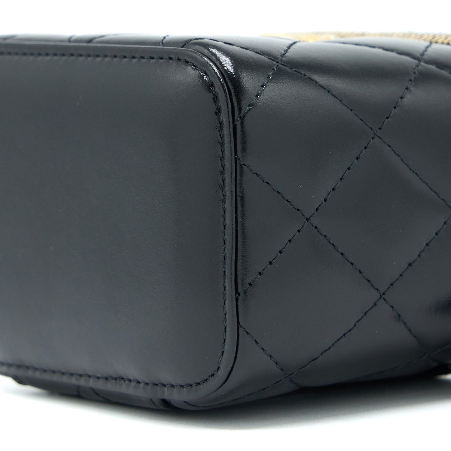 Chanel 21A Gold Crush Mini Vanity Case Calfskin Black Brushed