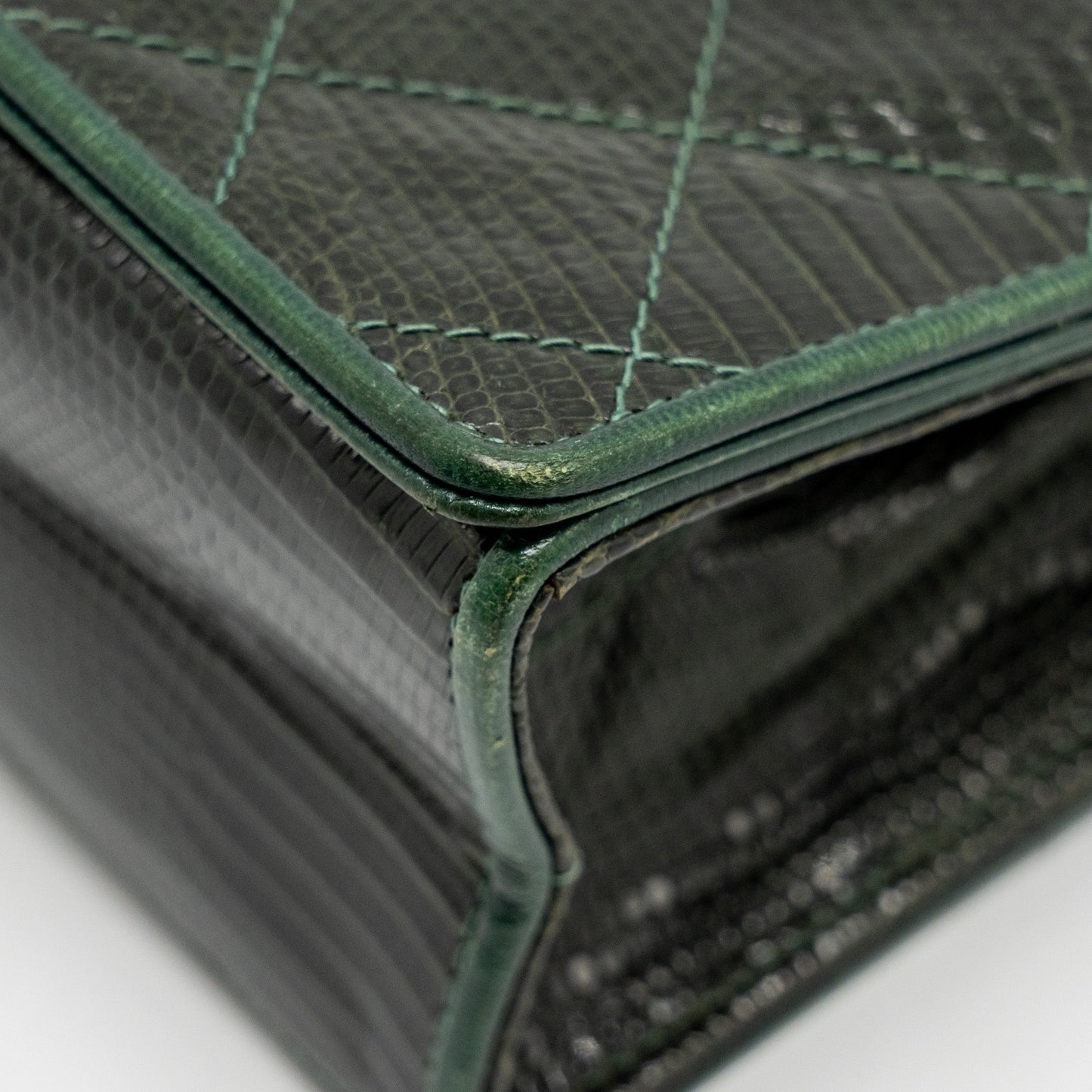 Chanel  Envelop Flap Bag With Chain Lizard Dark Green