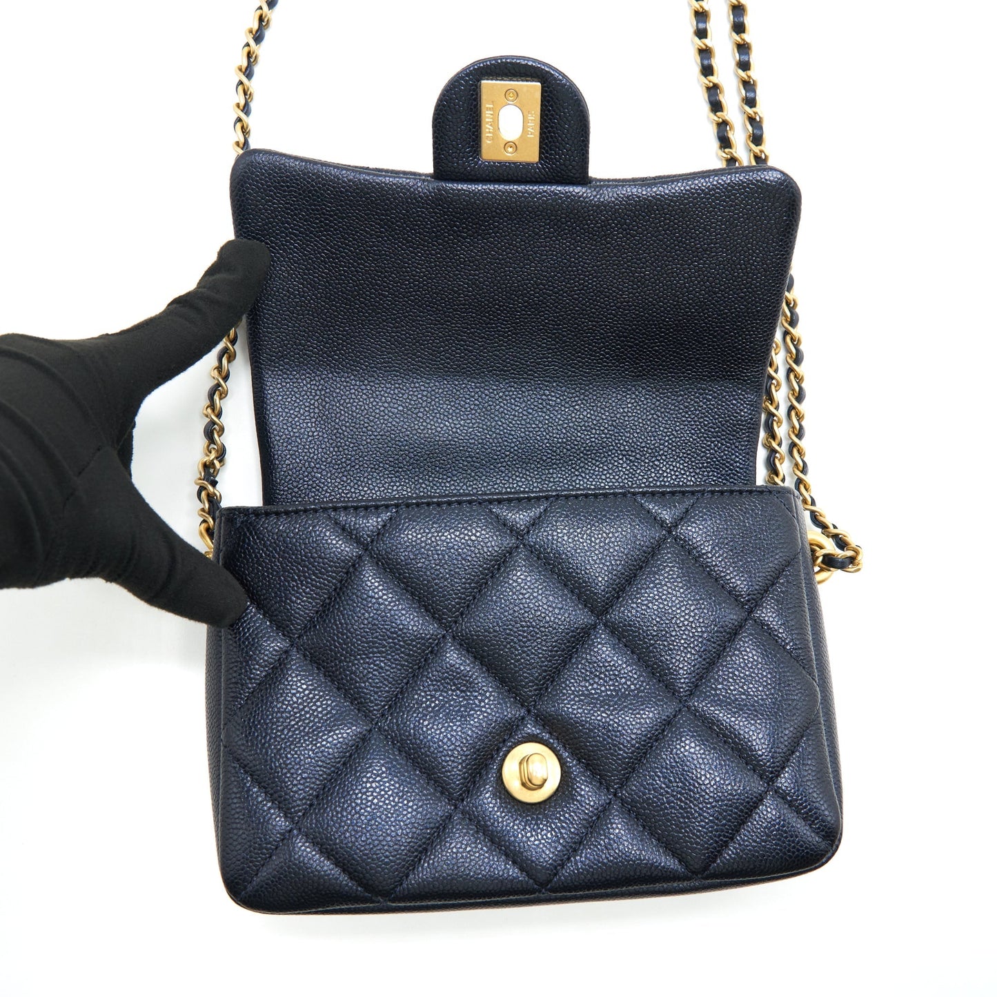 Chanel 21k My Perfect Mini Flap Bag Caviar Black