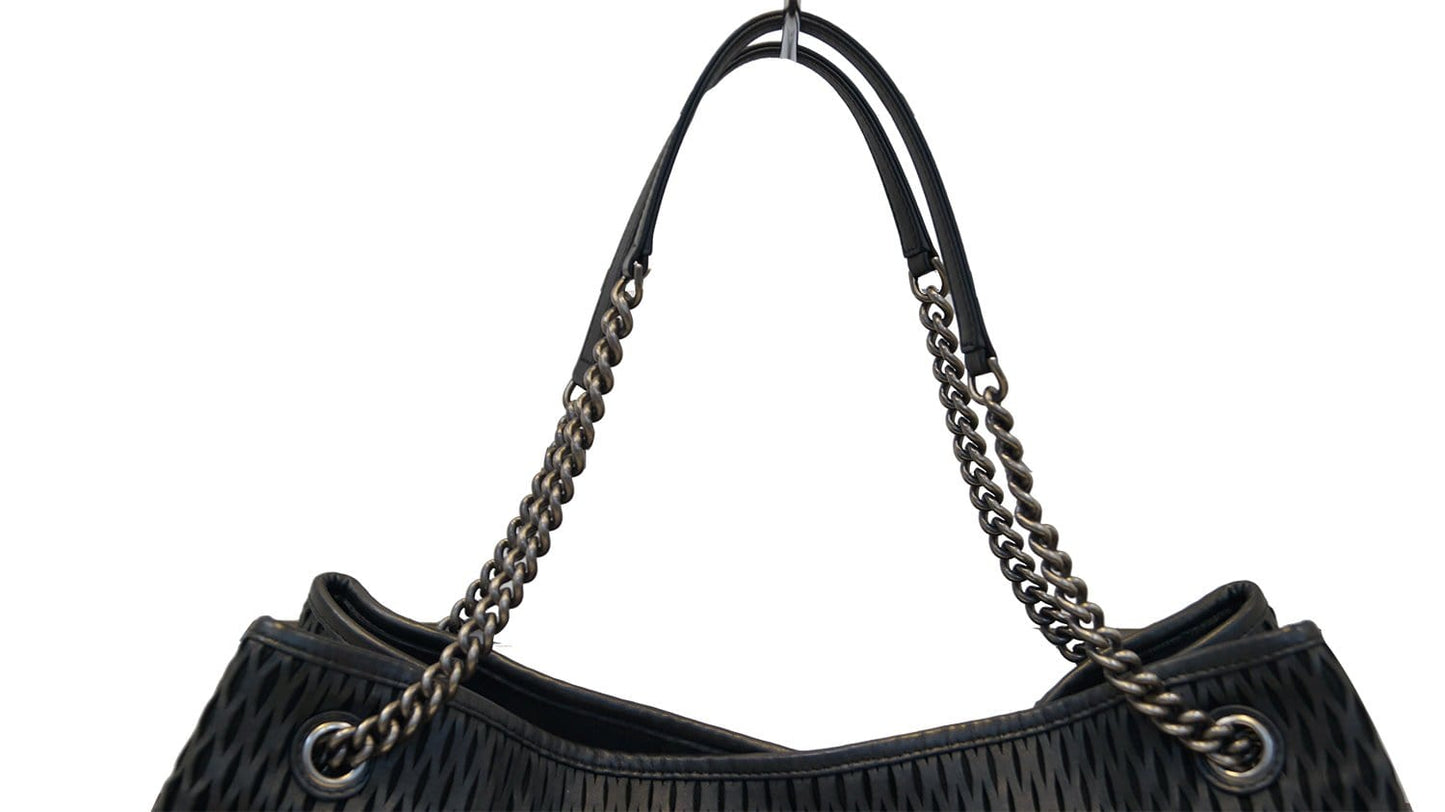 CHANEL Calfskin Laser Cut Perforated CC Tote Black