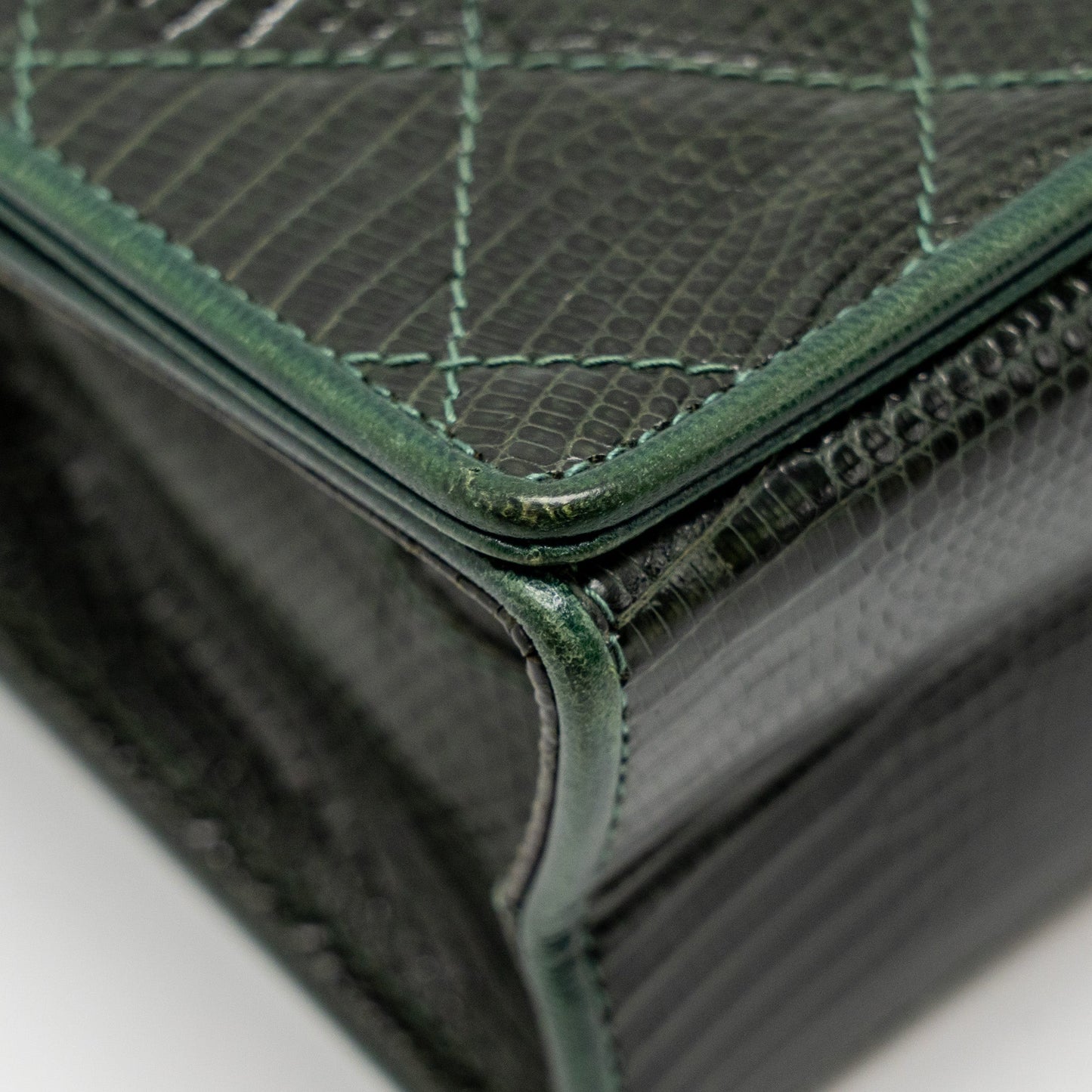 Chanel  Envelop Flap Bag With Chain Lizard Dark Green