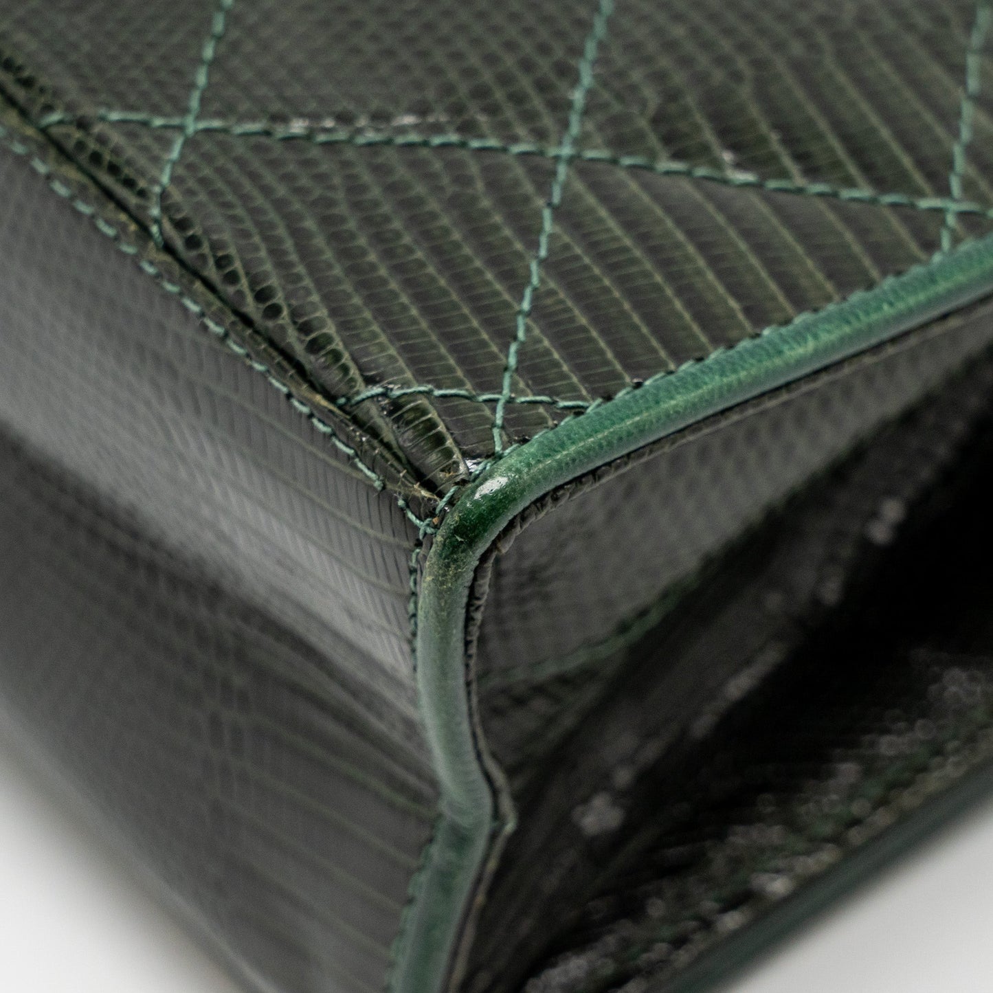 Chanel  Envelop Flap Bag With Chain Lizard Dark Green